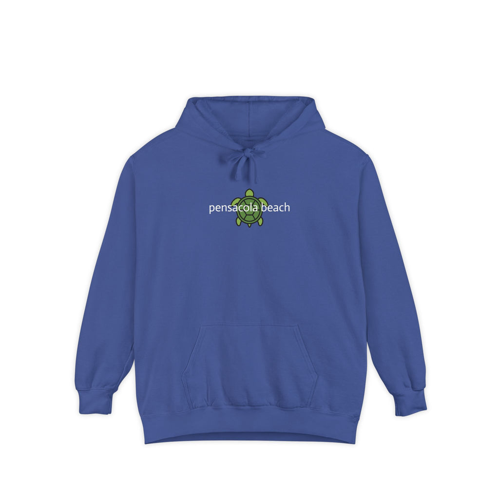934 - Embroidered Pensacola Beach Sea Turtle Logo Hoodie — Soft Garment-Dyed Graphic Hoodie