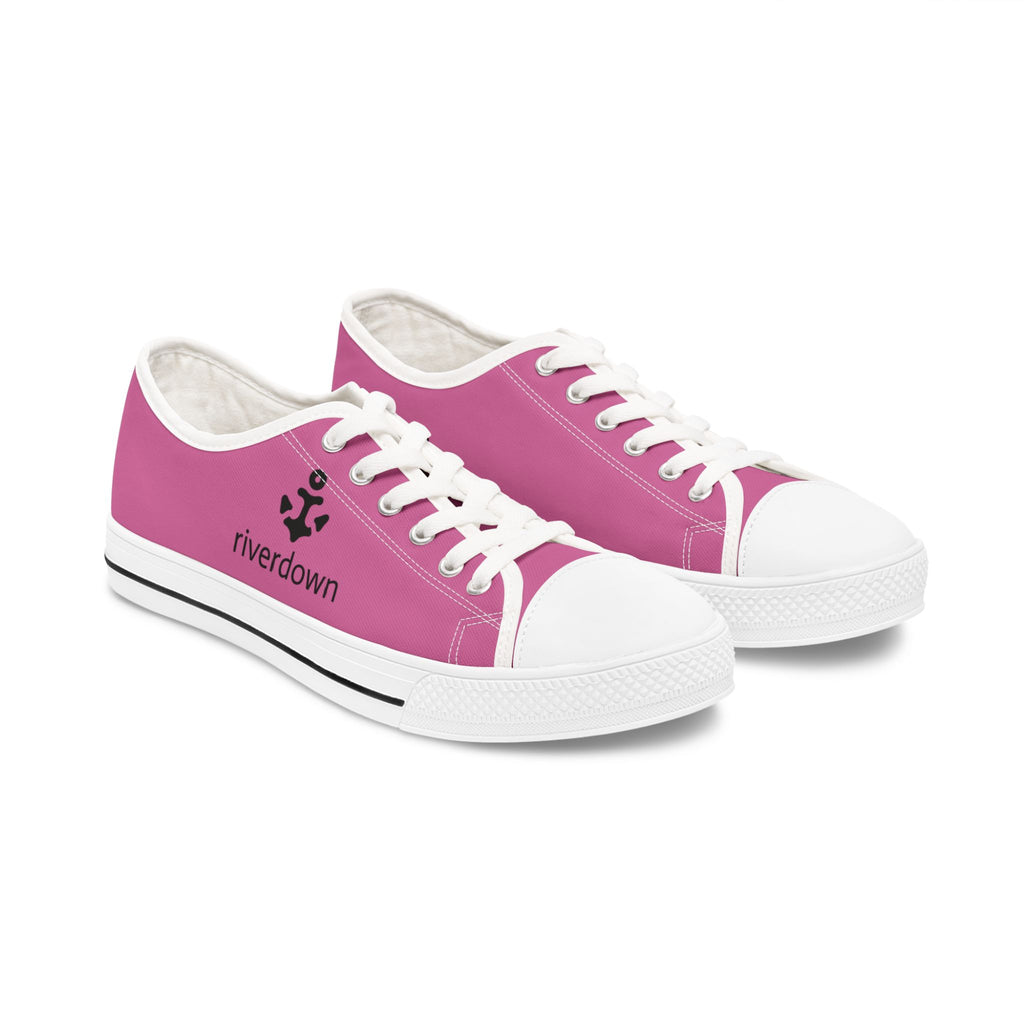 81 - Women's Sailing Anchor - Low Top Sneakers — Minimal White Canvas Shoes with Small Side Logo