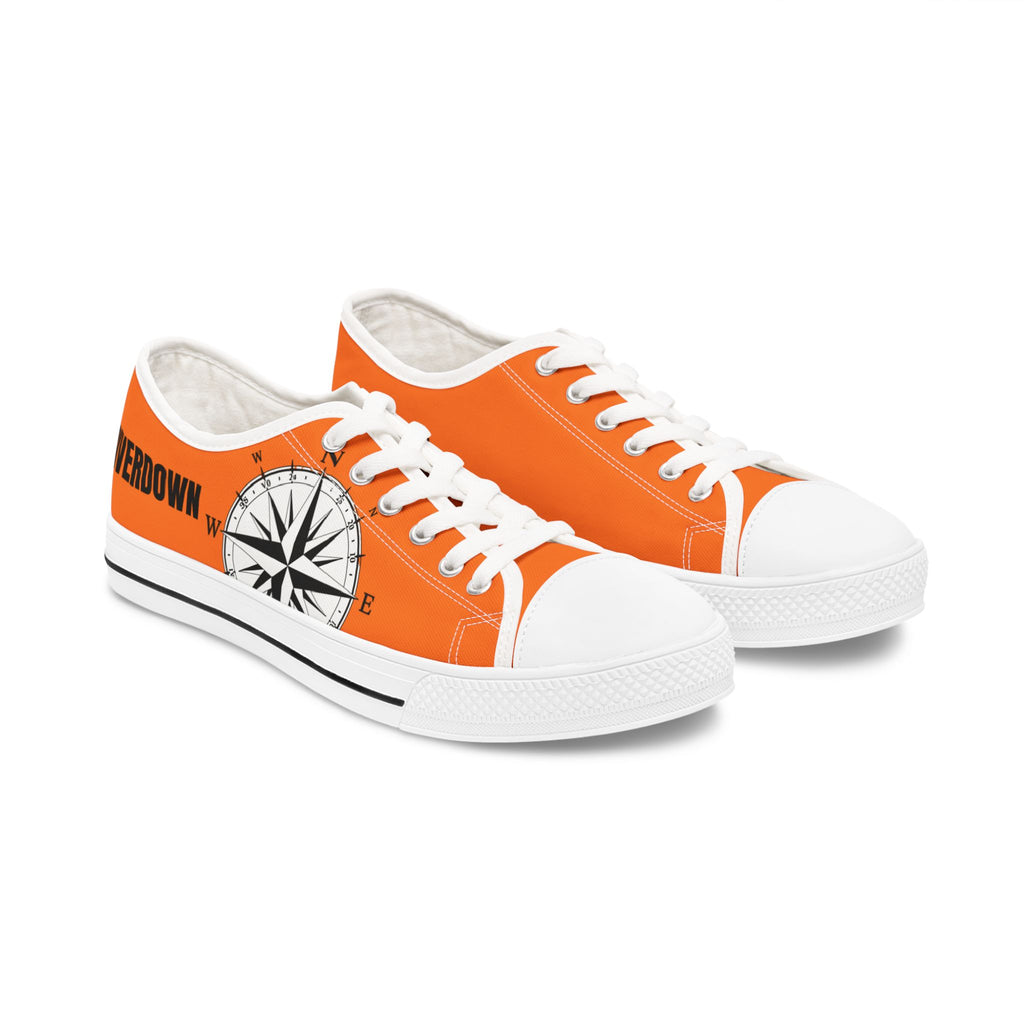 81 - Women’s Compass Low Top Sneakers — Nautical Compass Graphic Casual Canvas Shoes