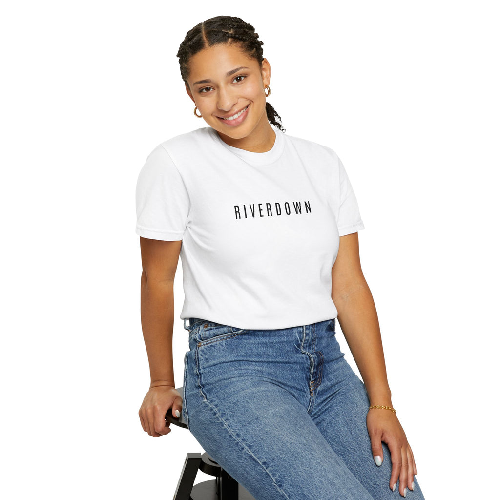 102 - Embroidered RIVERDOWN T-Shirt — Soft Garment-Dyed Casual Tee