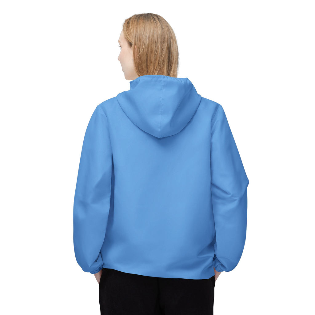 52 - Jacket Light Blue Hooded Windbreaker Jacket – Minimal 'R|D' Logo Sport Shell