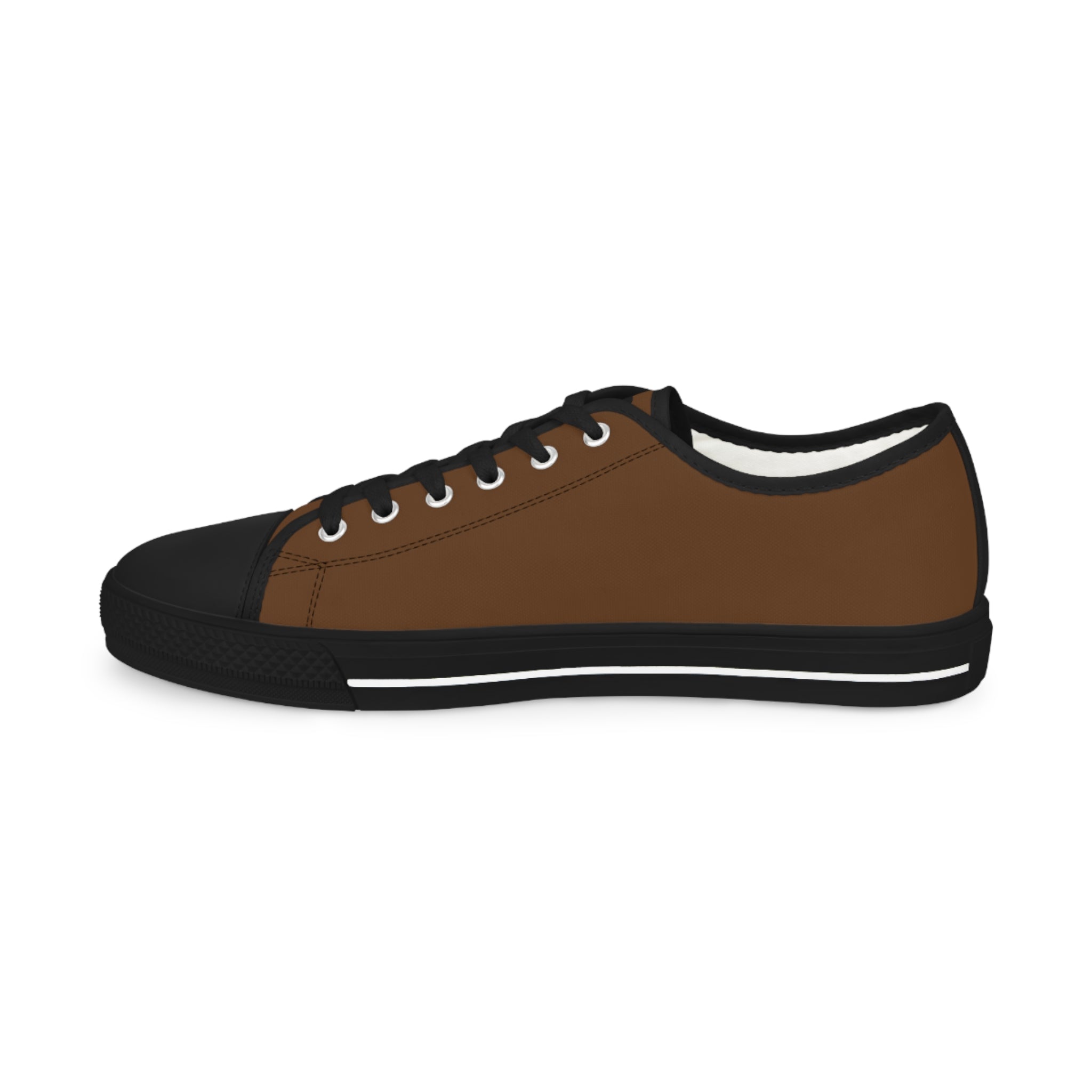 81 - Men's Brown Low Top Sneakers — Black & White Graphic Canvas