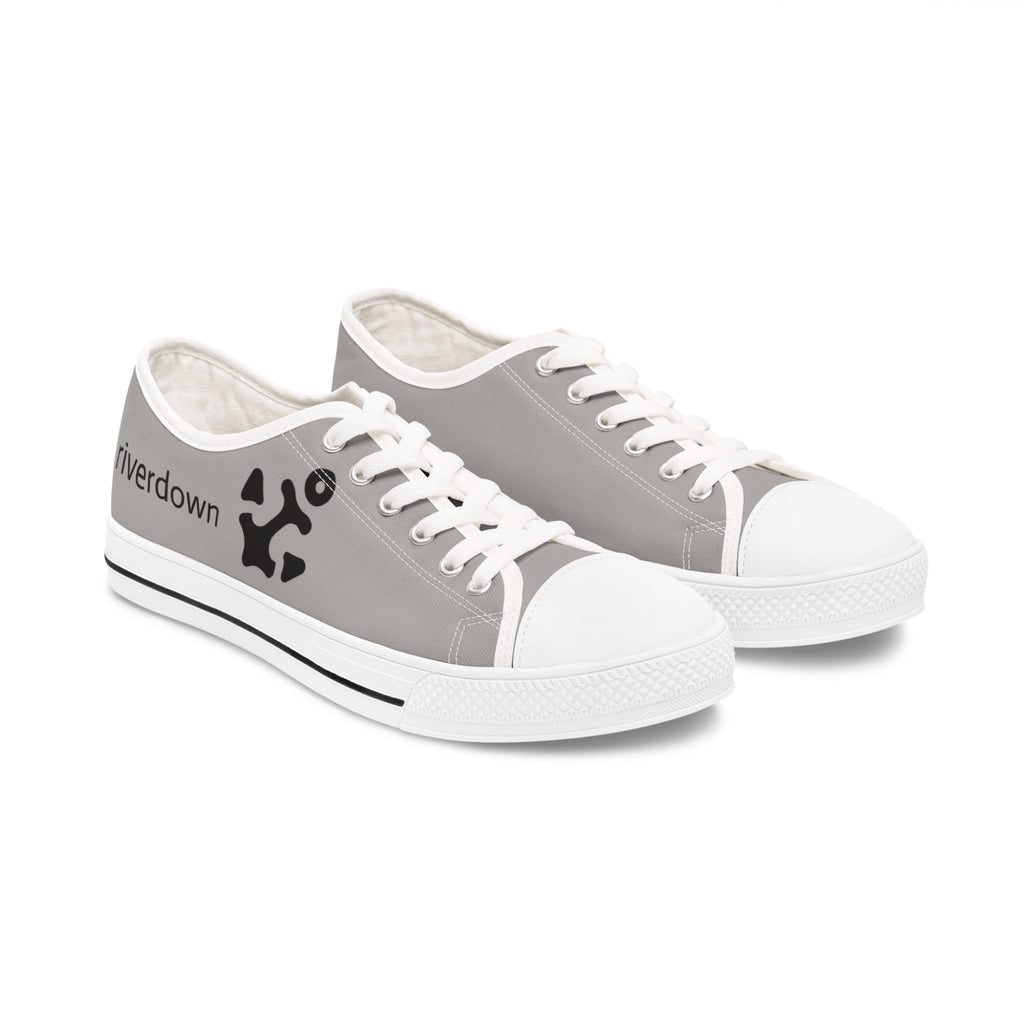 81 - Women’s Grey Low Top Sneakers — Casual Women's Canvas Shoes with Black Logo Accent