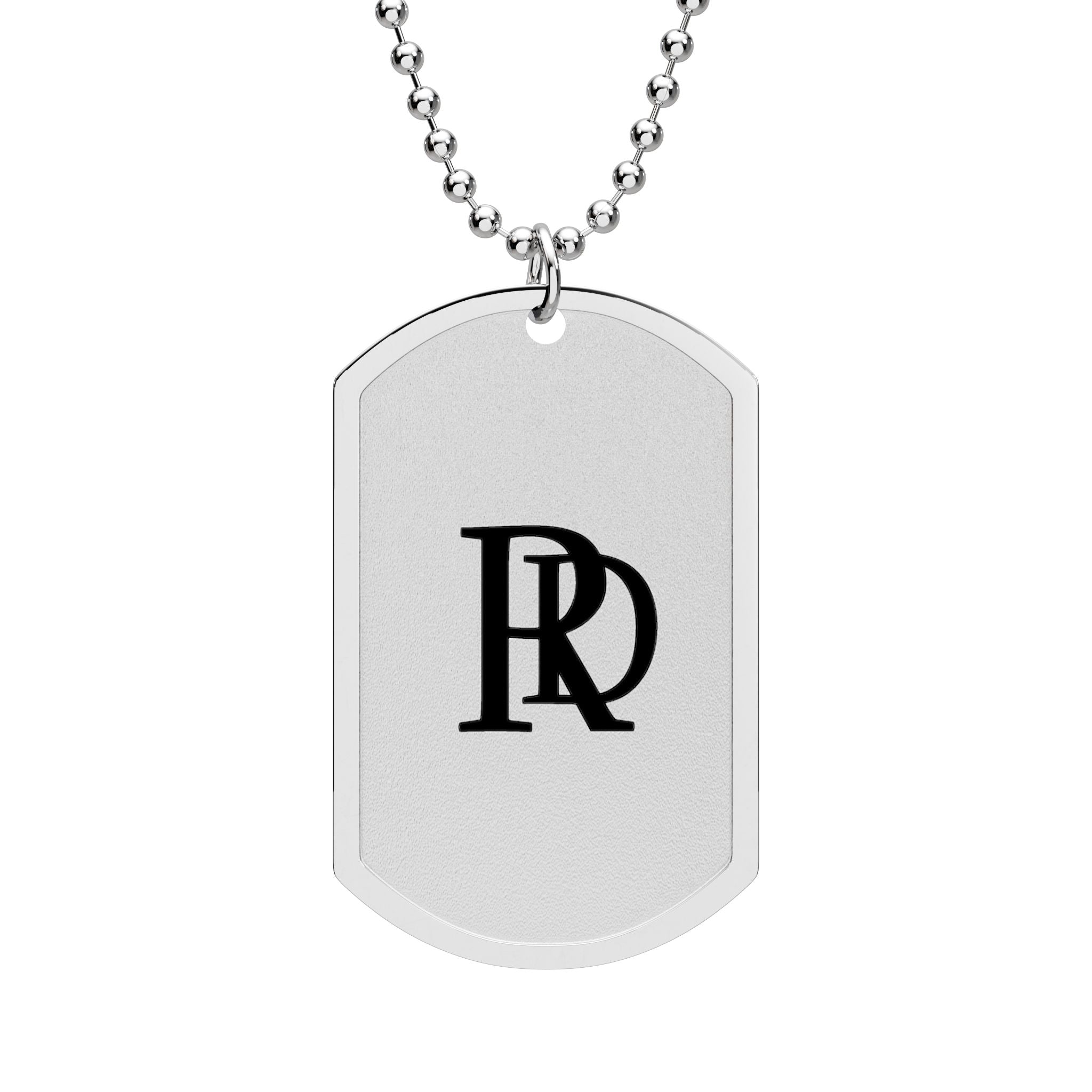927 - RD Monogram Dog Tag Necklace — Personalized 'RD' Pendant on Chain