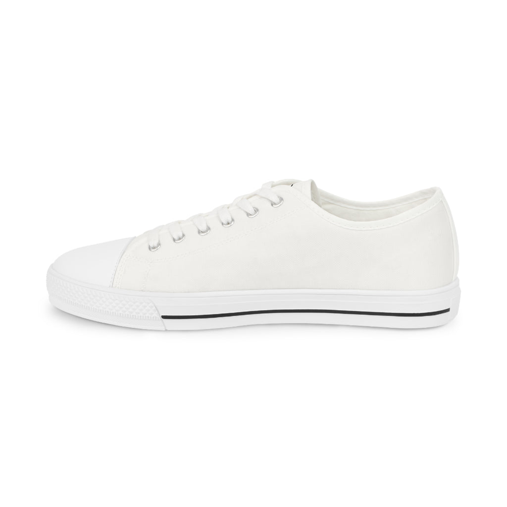 81 - Men's White Cap Low-Top Sneakers — Casual Canvas Trainers