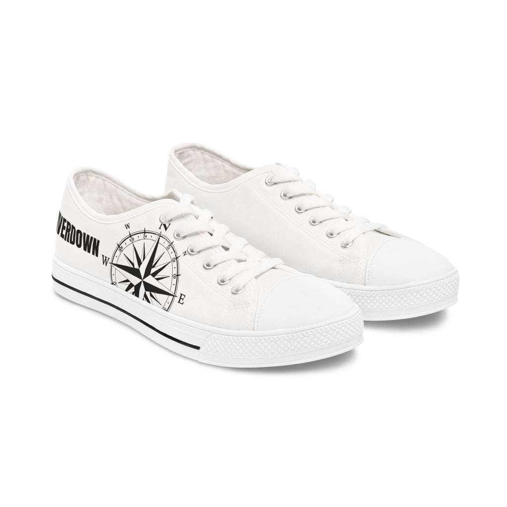 81 - Women’s Compass Low Top Sneakers — Nautical Compass Graphic Casual Canvas Shoes