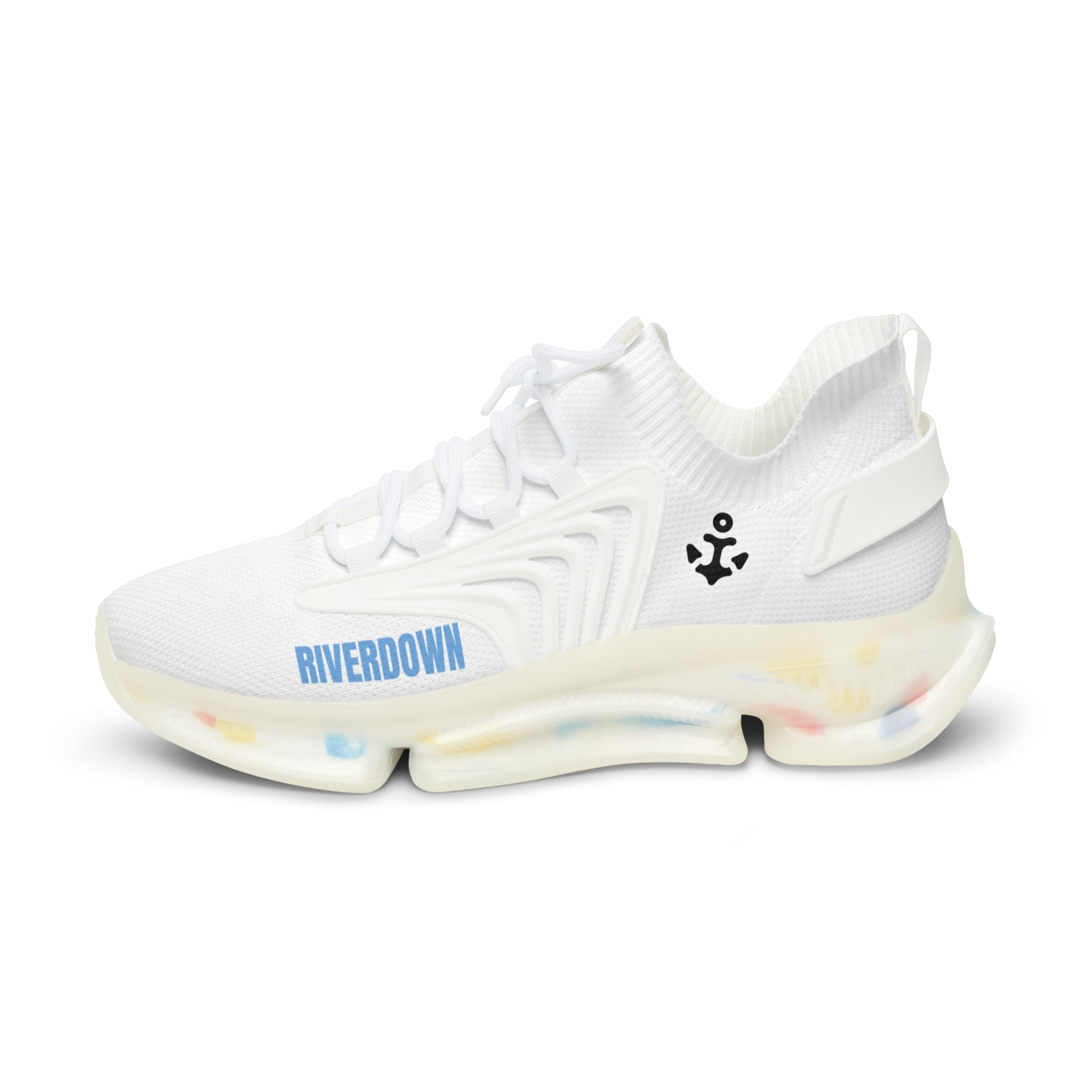 81 - Men's White Mesh Sneakers — Lightweight Breathable Athletic Shoes with 'RIVERDOWN' Accent