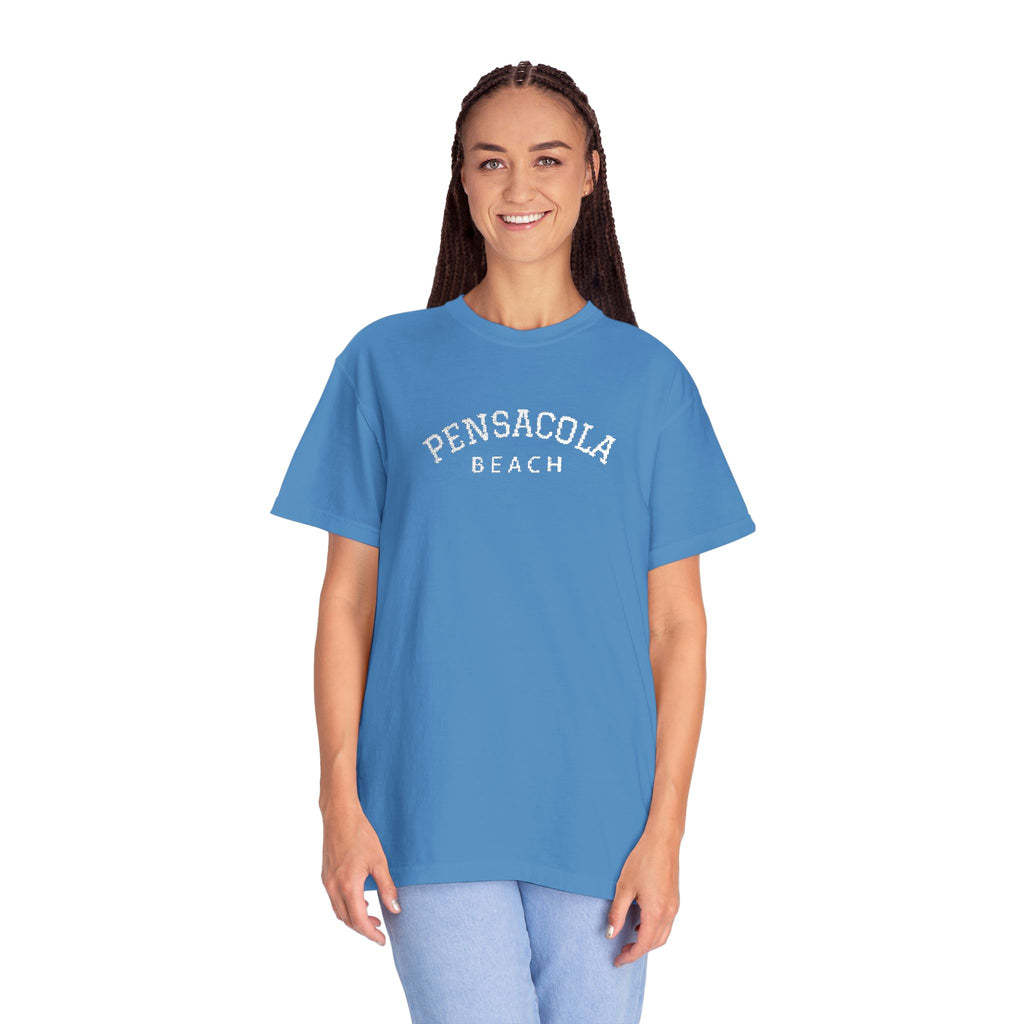 9311 - Embroidered Pensacola Beach Logo T-Shirt — Soft Garment-Dyed Casual Tee