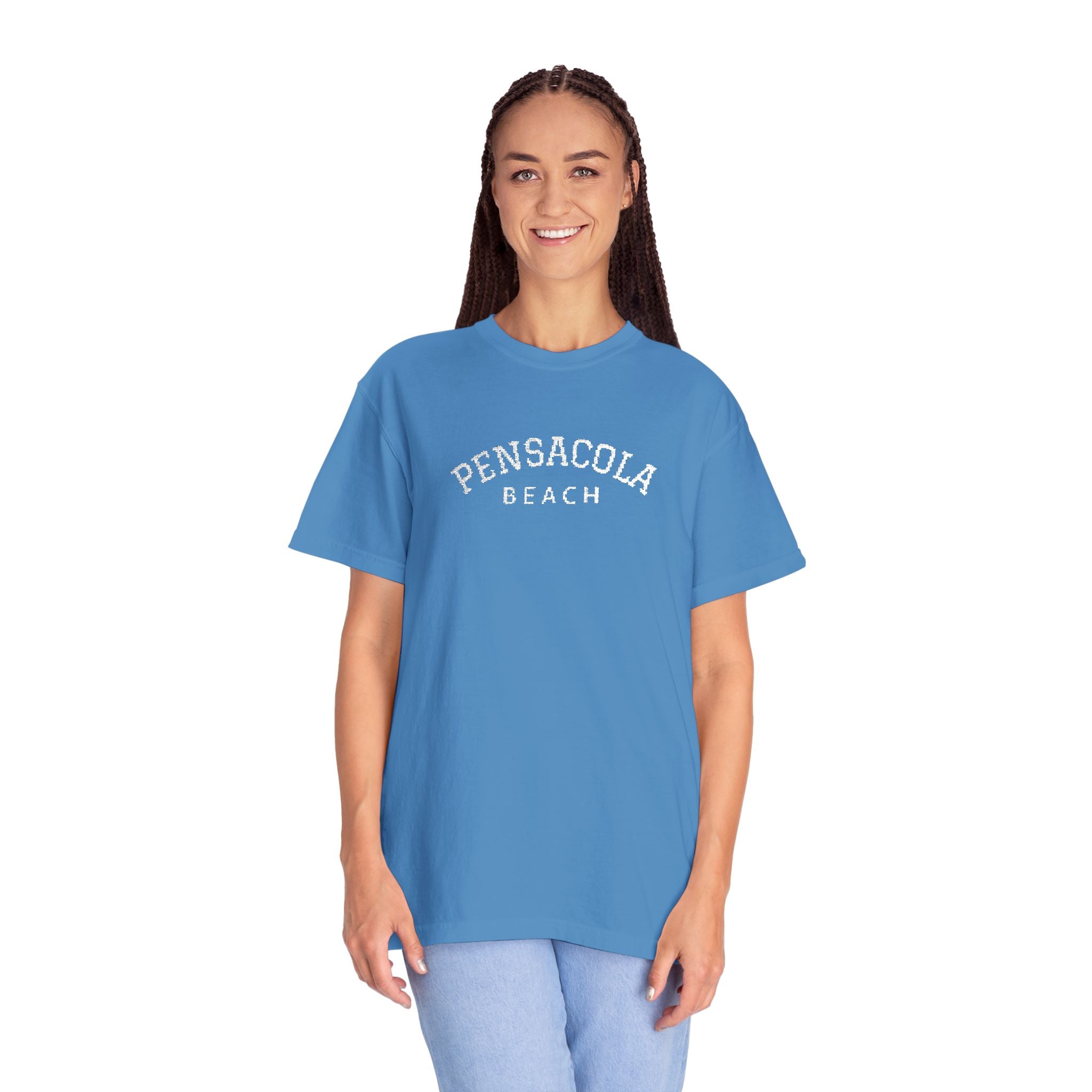 9311 - Embroidered Pensacola Beach Logo T-Shirt — Soft Garment-Dyed Casual Tee