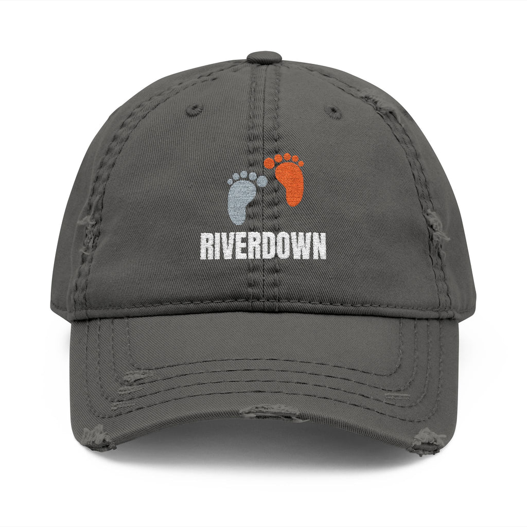92 - Riverdown Feet Embroidered Distressed Dad Hat - Embroidered Vintage Beach Cap