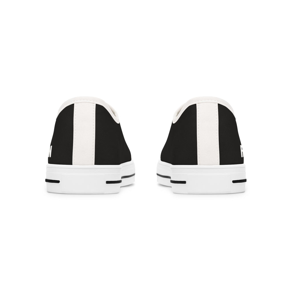 81 - Women's Night Low Top Sneakers — Minimal White Canvas Sneakers with 'RIVERDOWN' Side Text