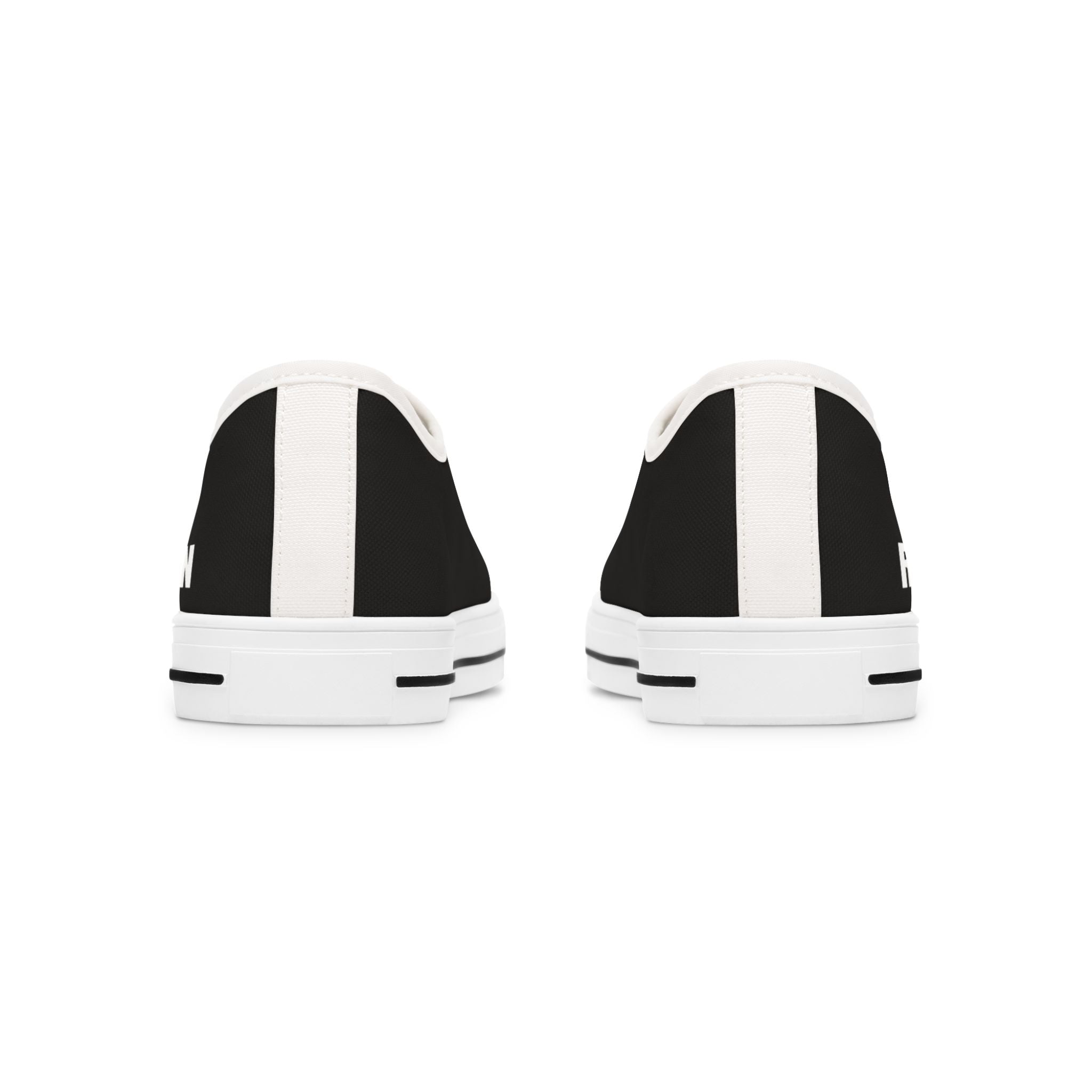 81 - Women's Night Low Top Sneakers — Minimal White Canvas Sneakers with 'RIVERDOWN' Side Text