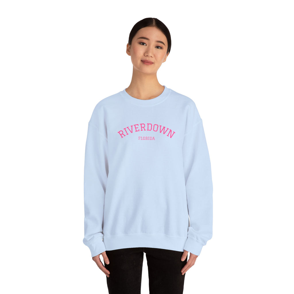 3 - Lettering in Pink Embroidered Unisex Heavy Blend™ Crewneck Sweatshirt