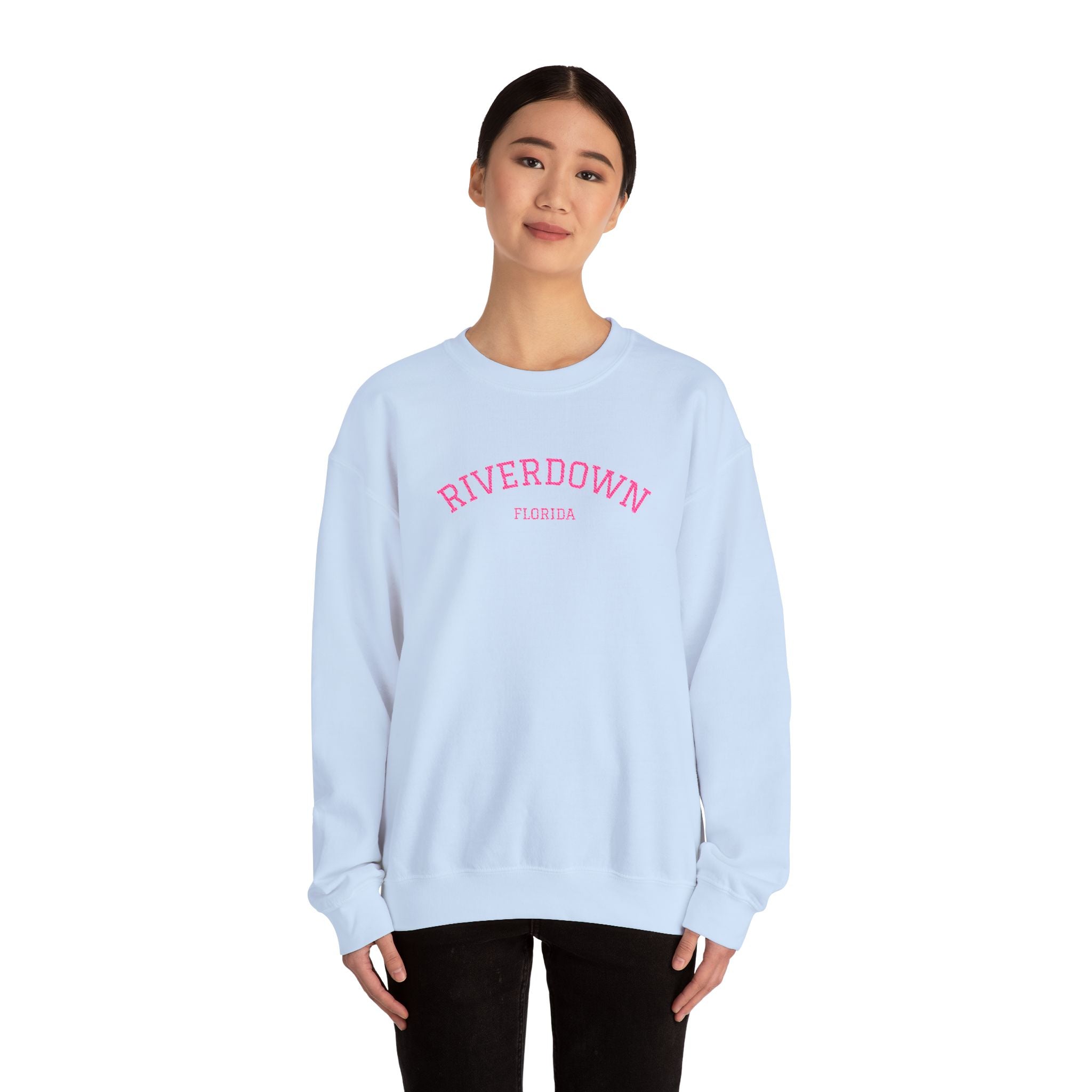 3 - Lettering in Pink Embroidered Unisex Heavy Blend™ Crewneck Sweatshirt