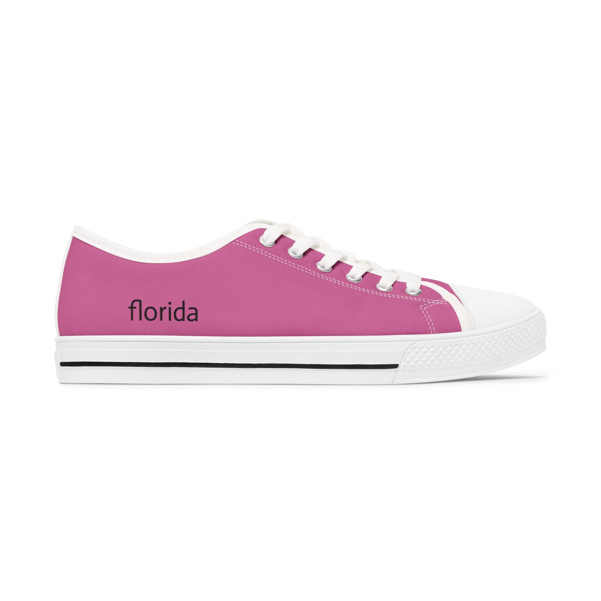 81 - Women's Sailing Anchor - Low Top Sneakers — Minimal White Canvas Shoes with Small Side Logo