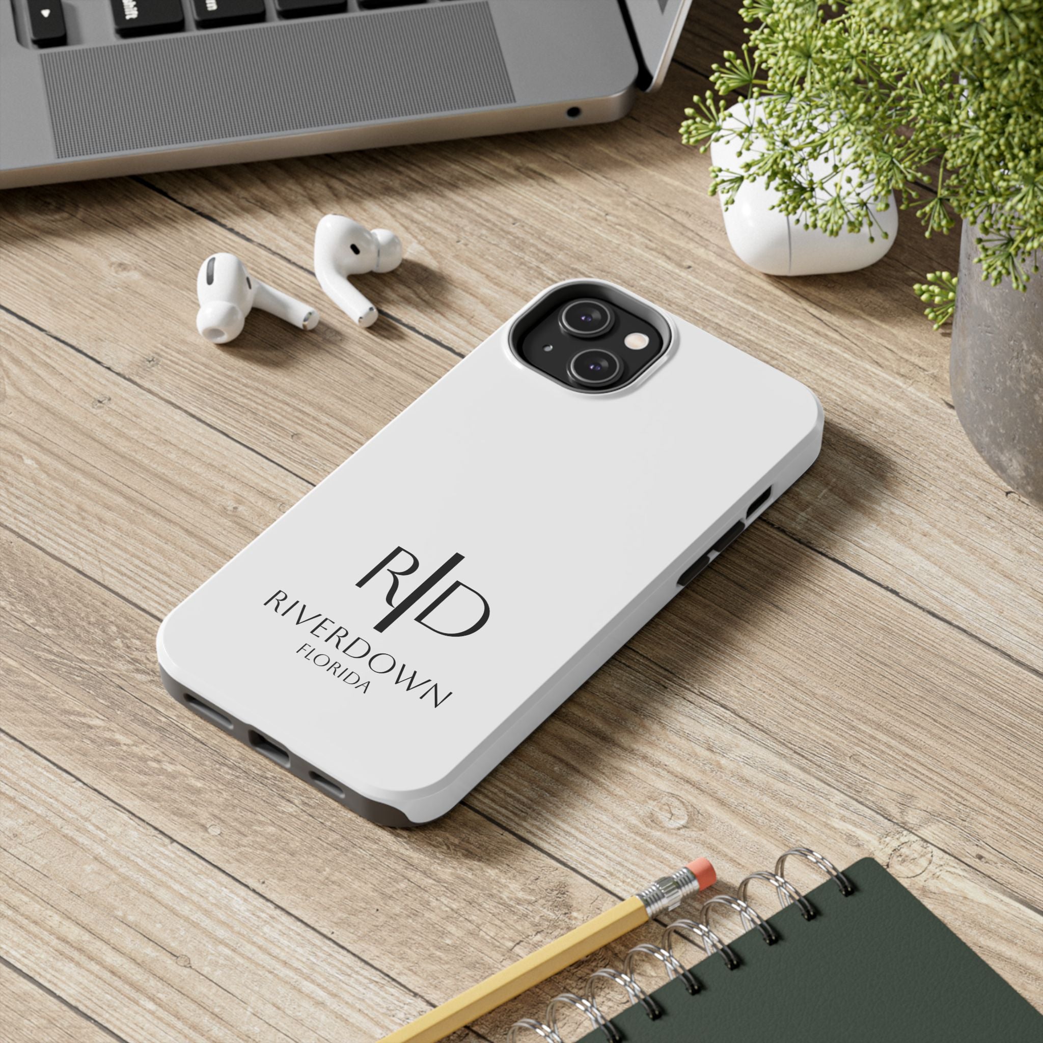 924 - Phone Case White Cap — Durable Protective Phone Cover with Monogram Logo