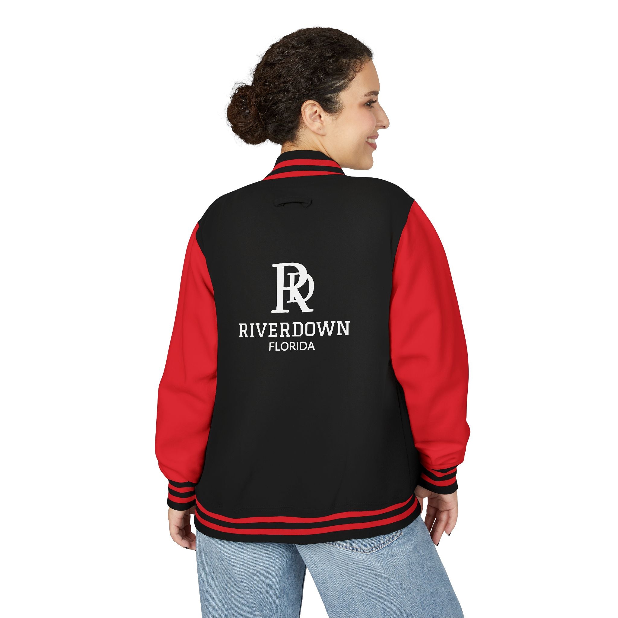 52 - Jacket Letterman - Classic Black & White Varsity Style with 'R|D' Chest Logo