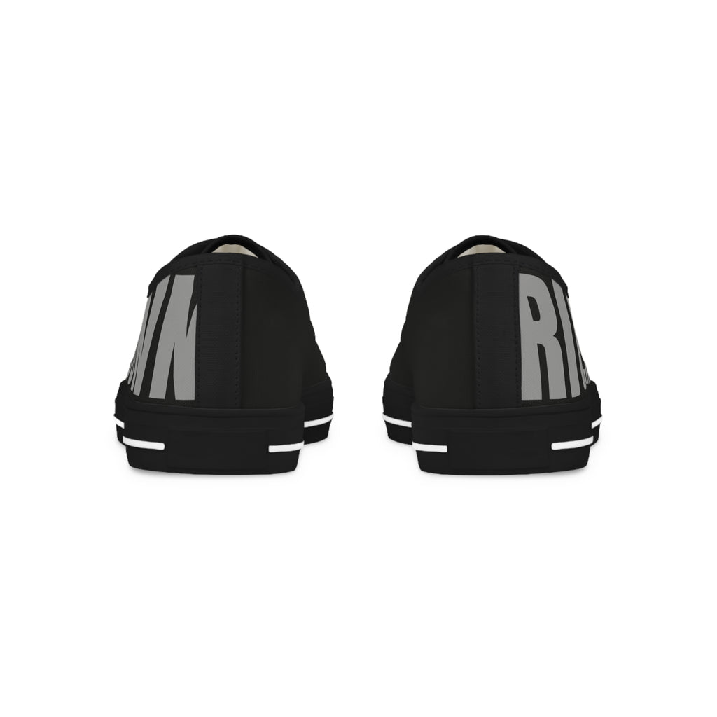 81 - Men's Black Low Top Sneakers — Black & White Graphic Canvas
