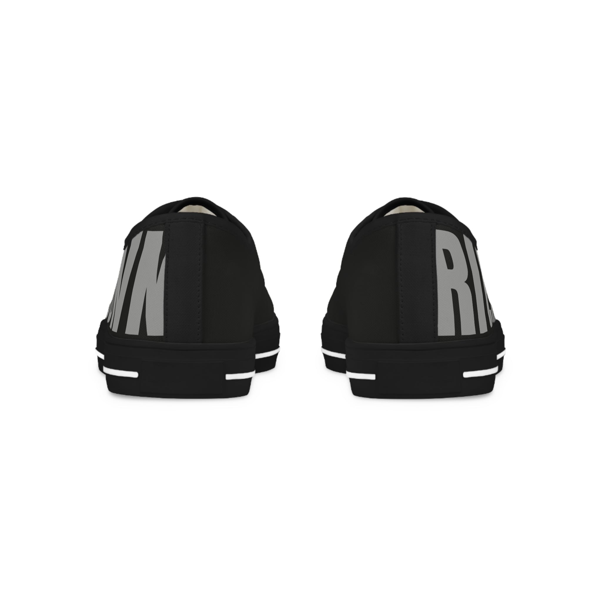 81 - Men's Black Low Top Sneakers — Black & White Graphic Canvas
