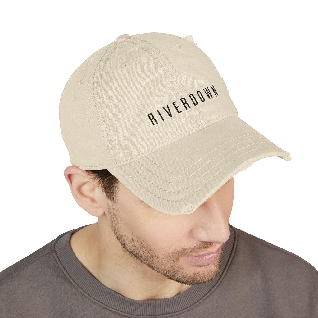 92 - Riverdown Embroidered Distressed Dad Hat - Embroidered Vintage Beach Cap