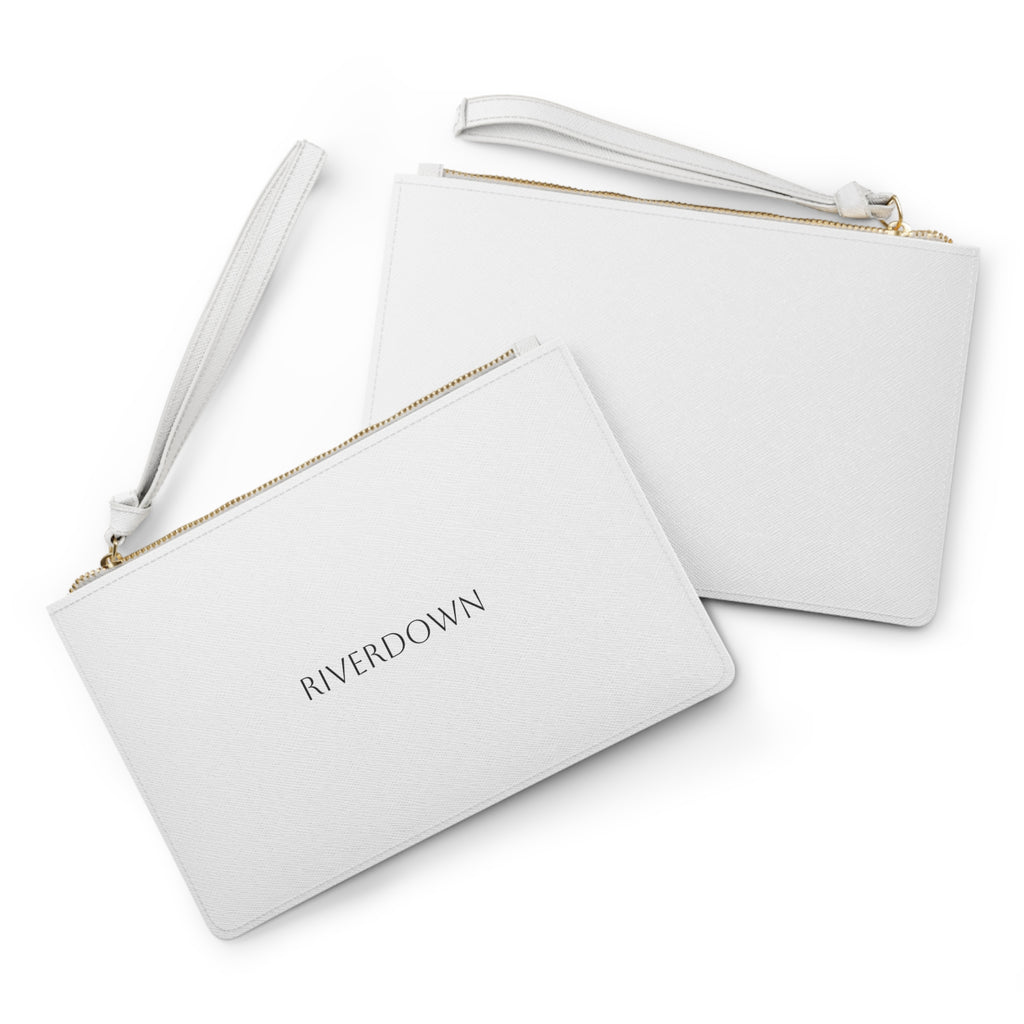 926 - Riverdown Minimalist Leather Clutch Bag — Elegant White Wristlet