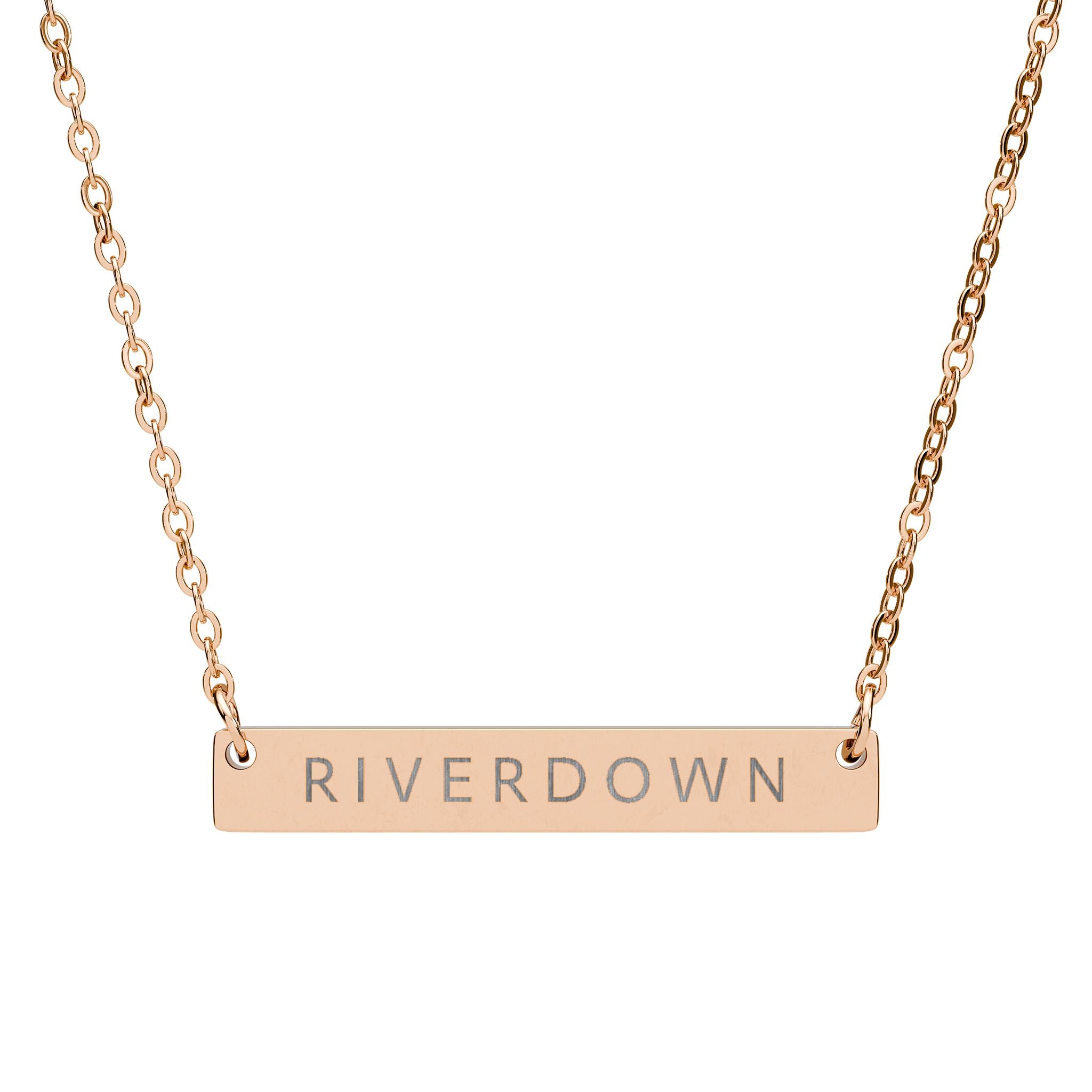 927 - Engraved Horizontal Bar Necklace — Personalized Name Plate Pendant