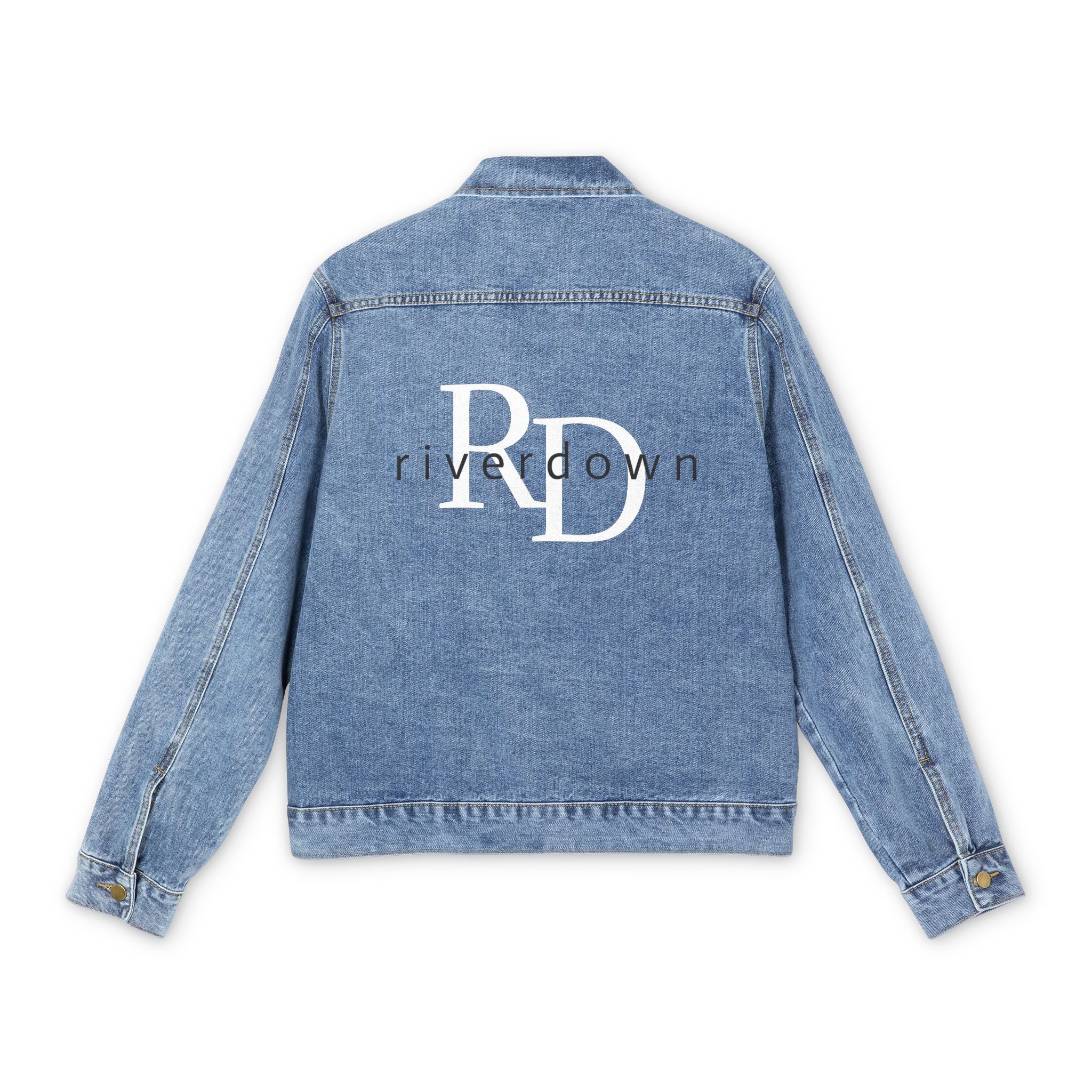 52 - Jacket Denim — Minimal Monogram RD Back Logo, Men's Casual Jean Jacket