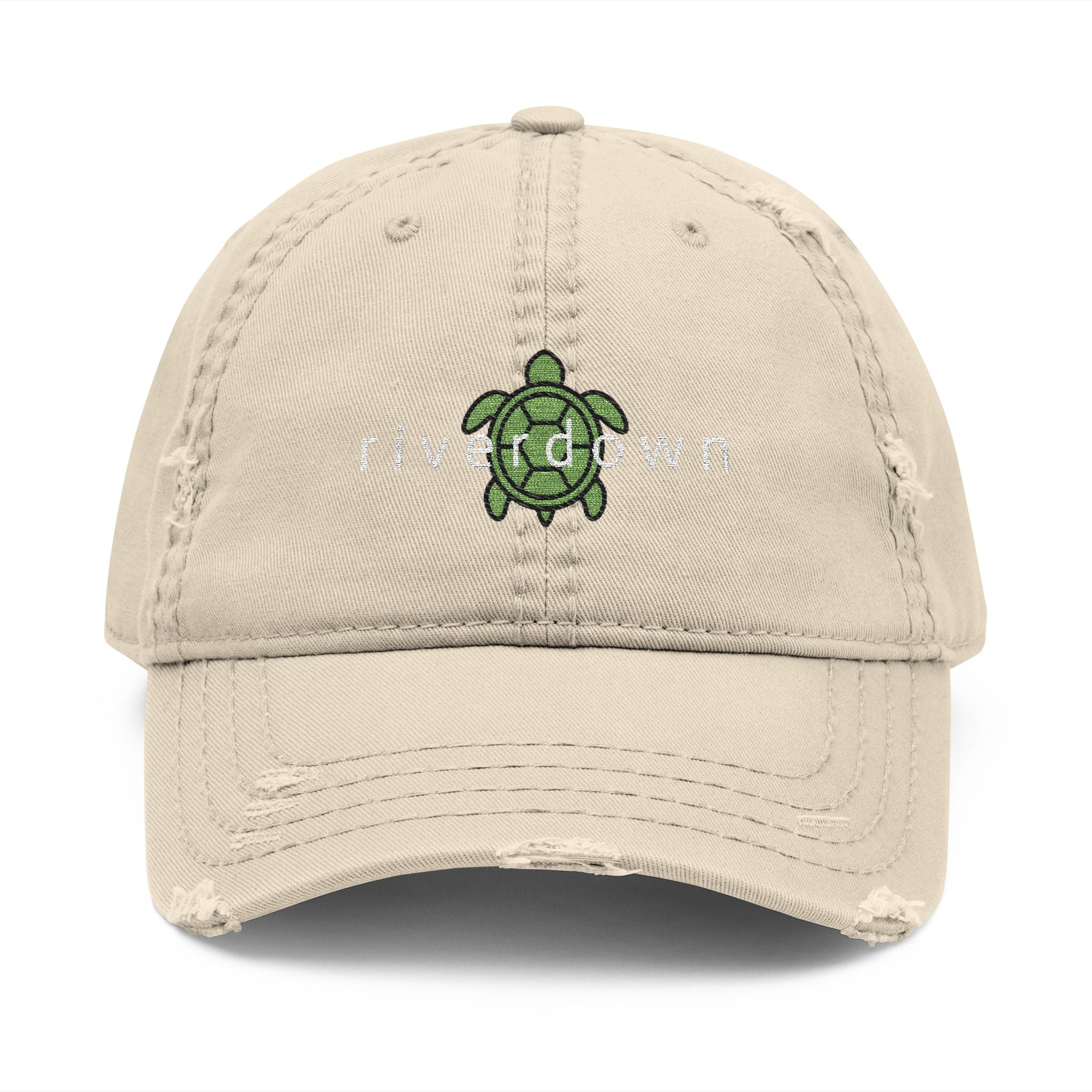 92 - Hat Multi Colors Sea Turtle Distressed Embroidered 'Riverdown' Dad Hat – Vintage Washed Baseball Cap