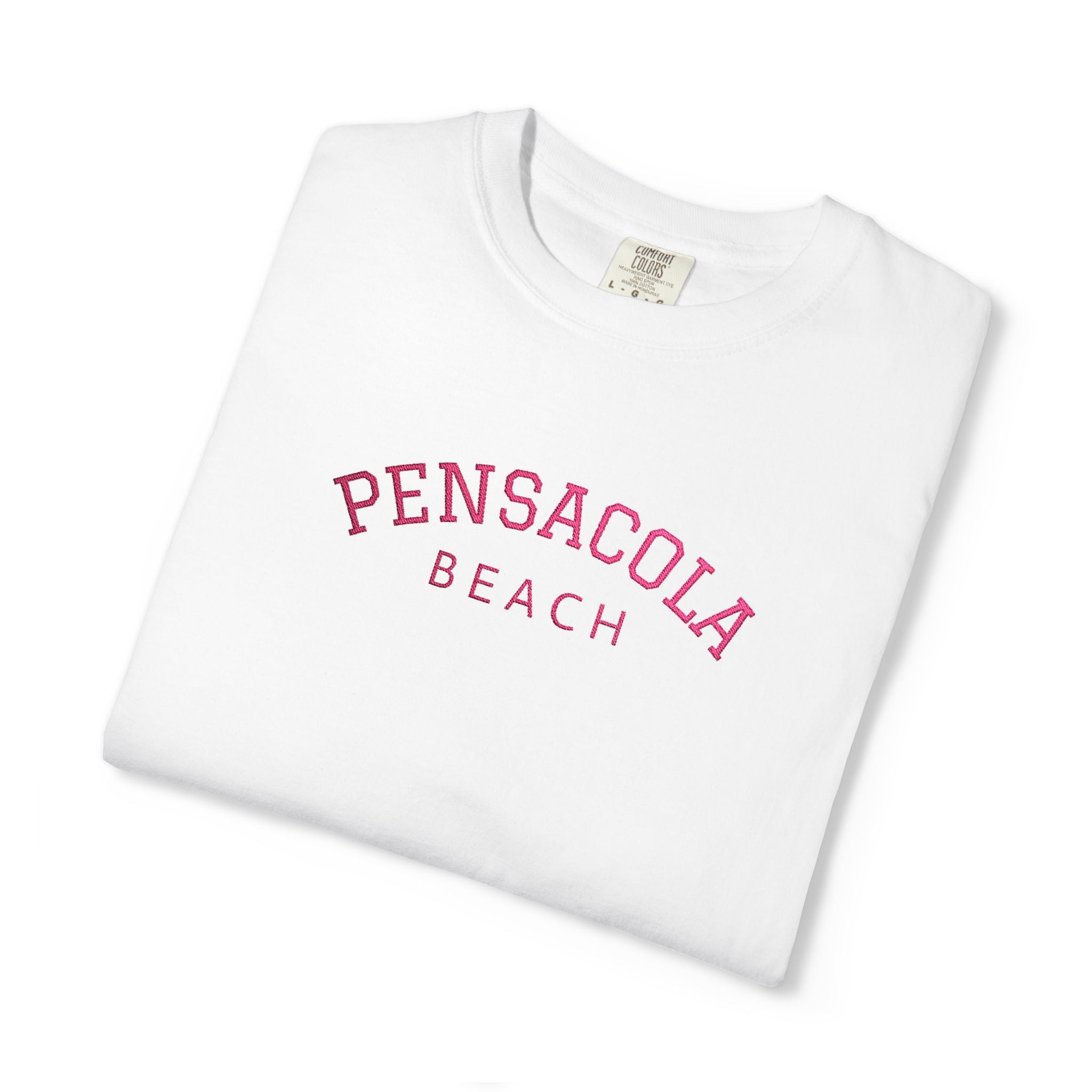 9311 - Embroidered Pensacola Beach Logo T-Shirt — Soft Garment-Dyed Casual