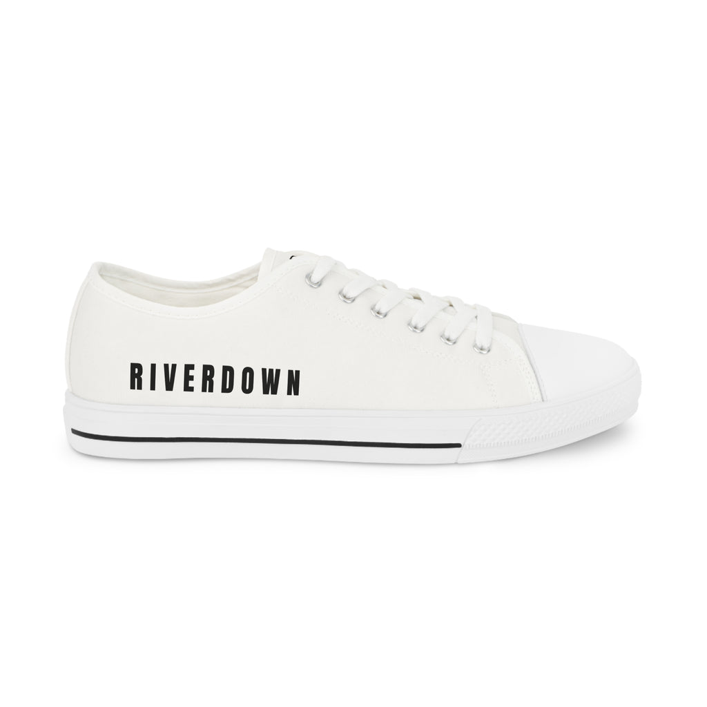 81 - Men's White Cap Low-Top Sneakers — Casual Canvas Trainers