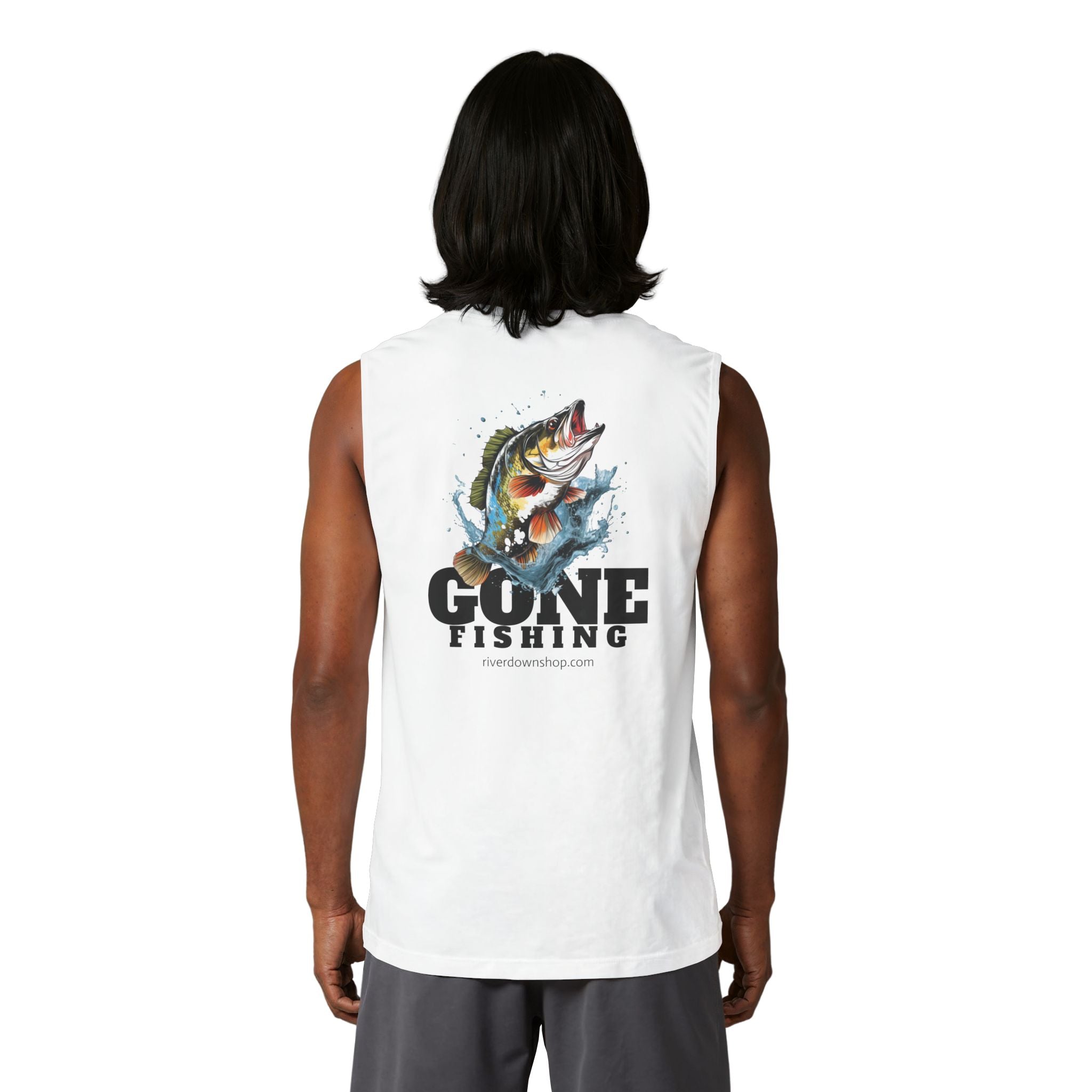 14 - Gone Fishing Muscle Tank — Retro Palm Court Summer Tank Top