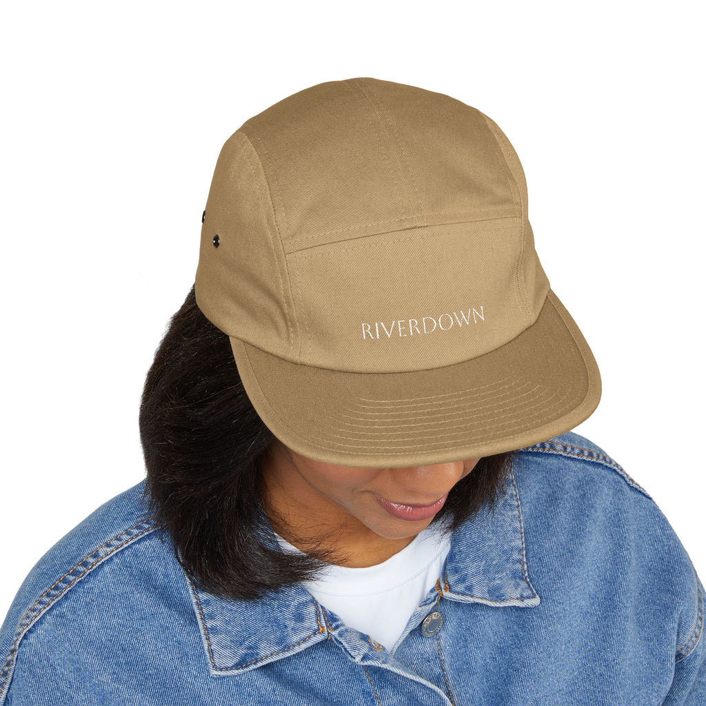 92 - Riverdown Embroidered 5-Panel Cap — Minimal Logo Hat for Everyday Wear