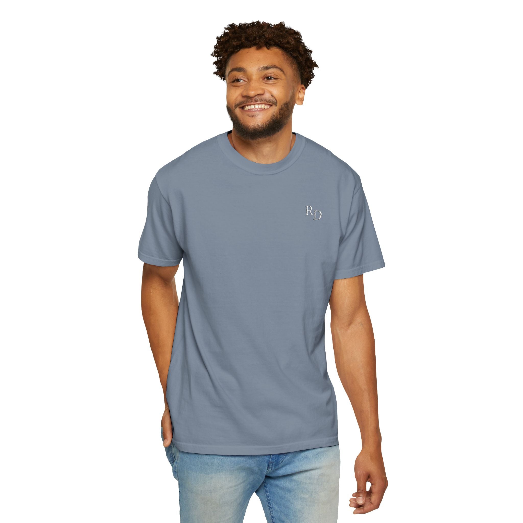 102 - Embroidered RD Logo T-Shirt — Soft Garment-Dyed Casual Tee