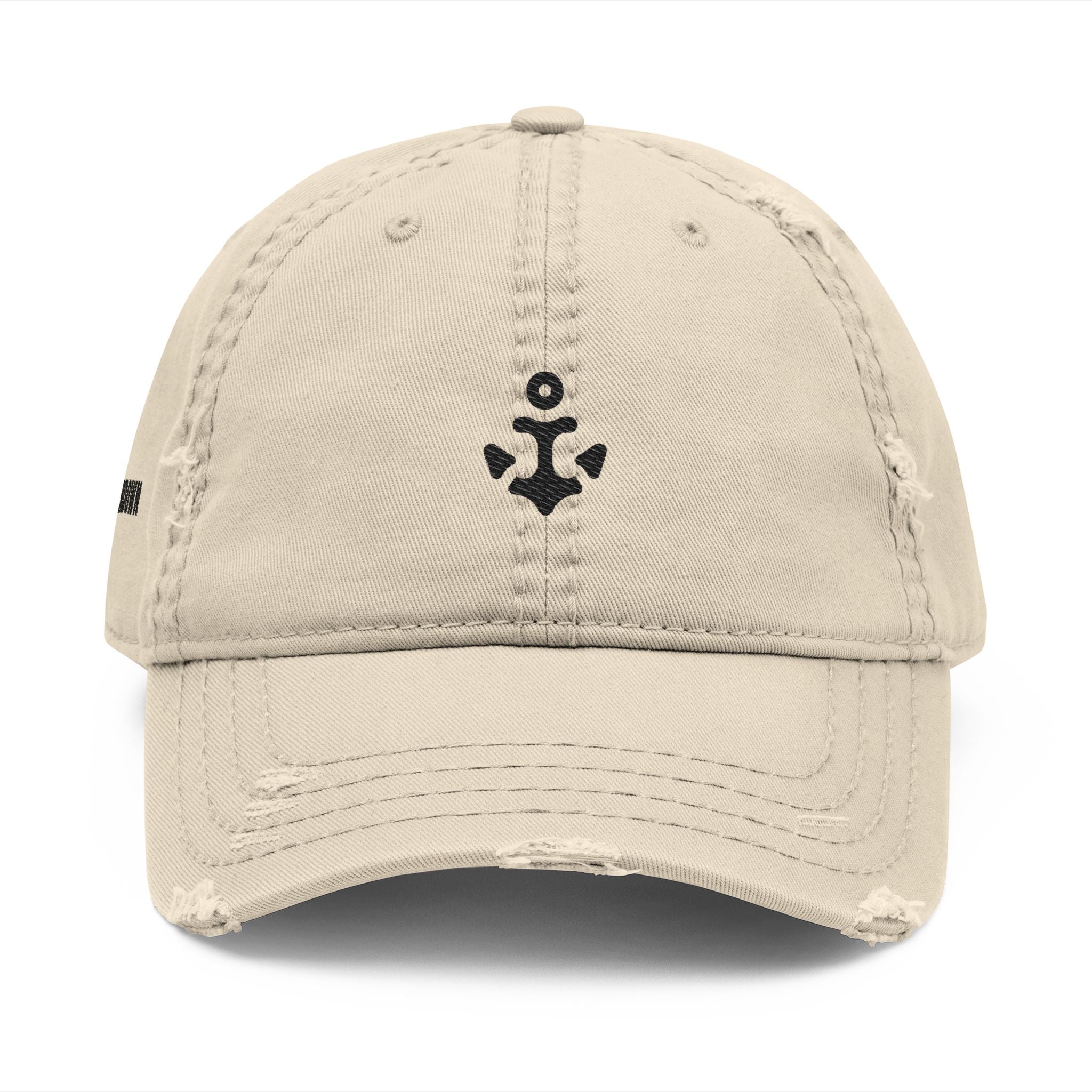 92 -Distressed Anchor Embroidered Dad Hat — Vintage Nautical Baseball Cap