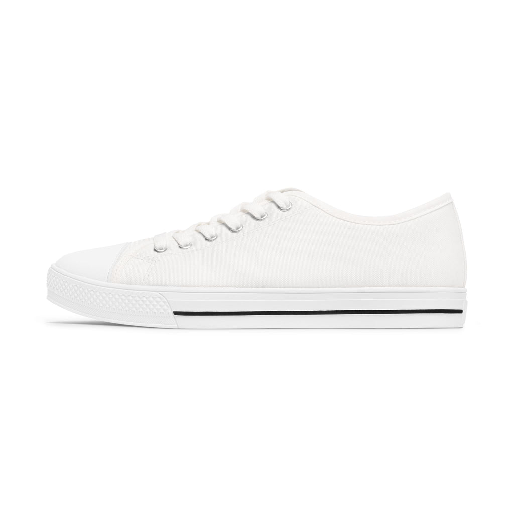 81 - Women's White Cap Low Top Sneakers — Minimal White Canvas Sneakers with 'RIVERDOWN' Side Text