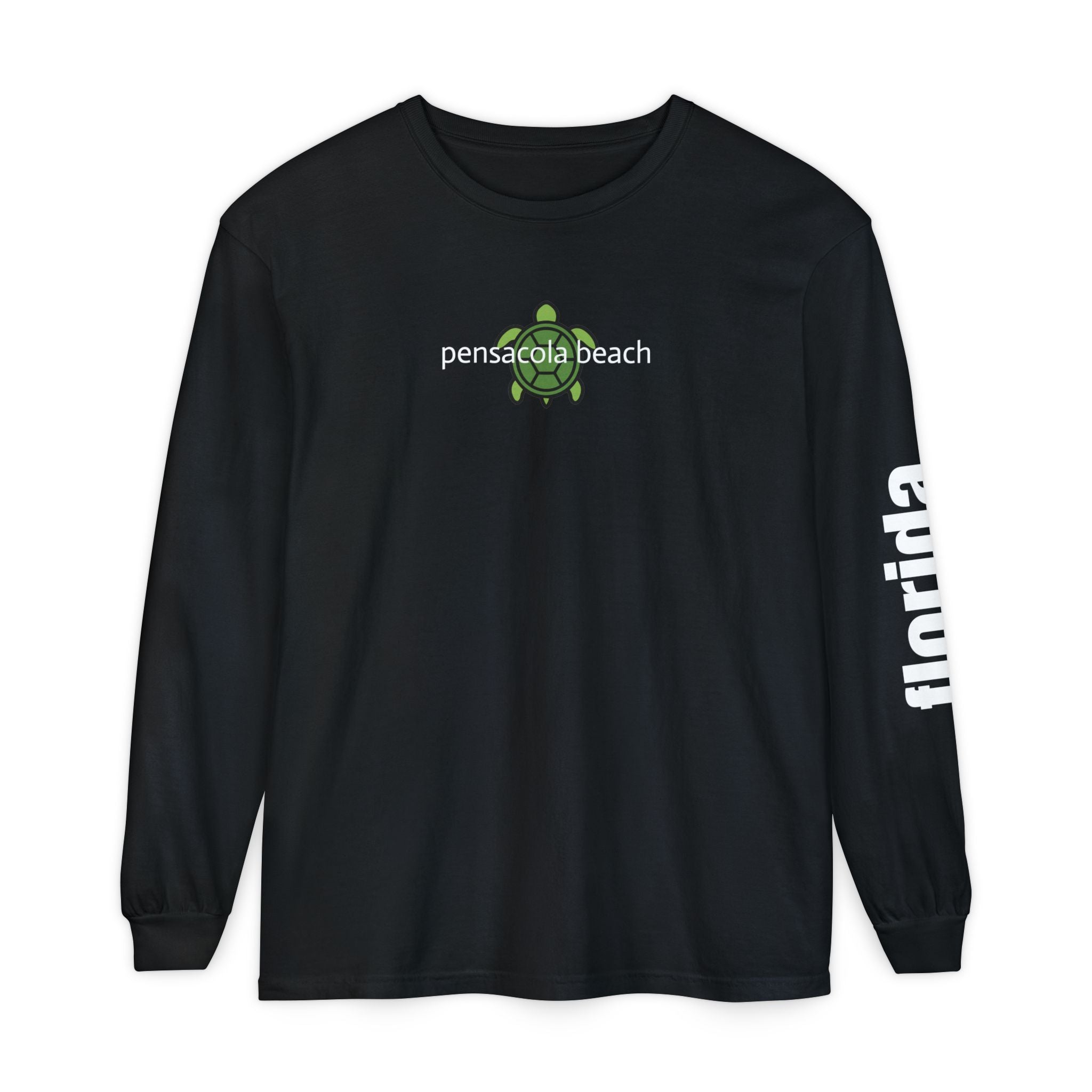 932 - Long Sleeve Tee Pensacola Beach Multi Colors Sea Turtle — Florida Sleeve Graphic
