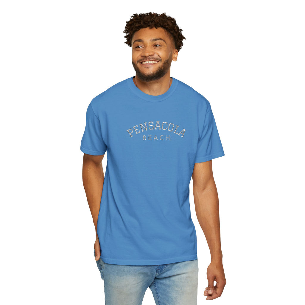 9311 - Embroidered Pensacola Beach Logo T-Shirt — Soft Garment-Dyed Casual Tee