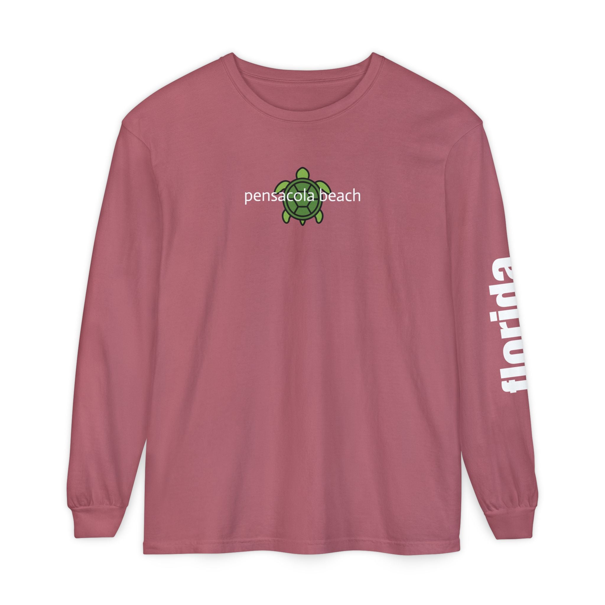 932 - Long Sleeve Tee Pensacola Beach Multi Colors Sea Turtle — Florida Sleeve Graphic