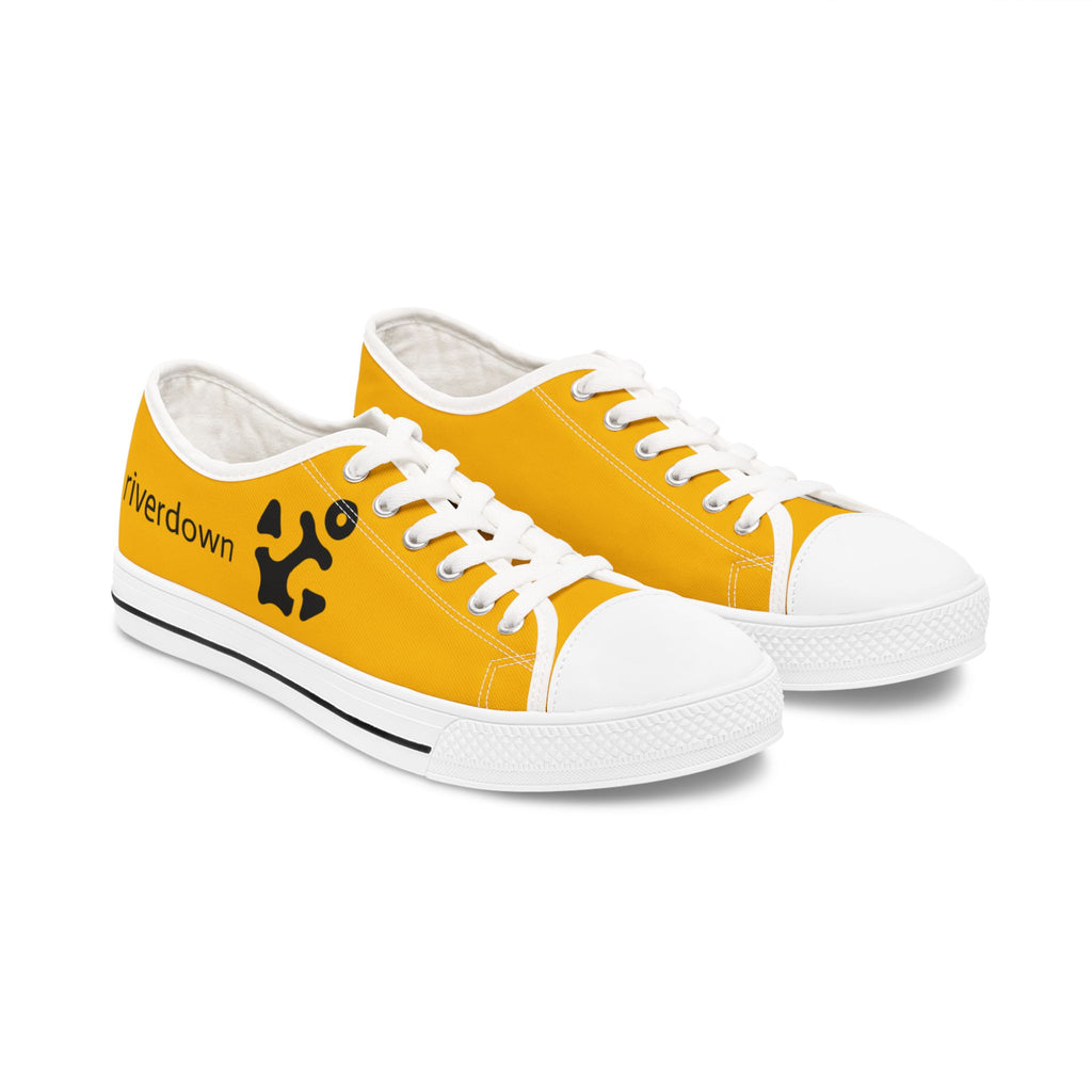 81 - Women’s Yellow Low Top Sneakers — Casual Women's Canvas Shoes with Black Logo Accent