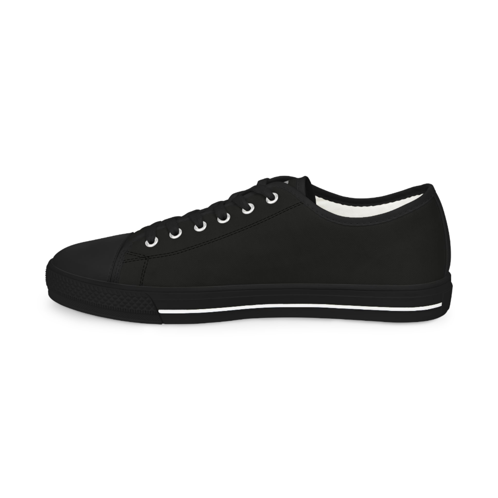 81 - Men's Black Low Top Sneakers — Black & White Graphic Canvas