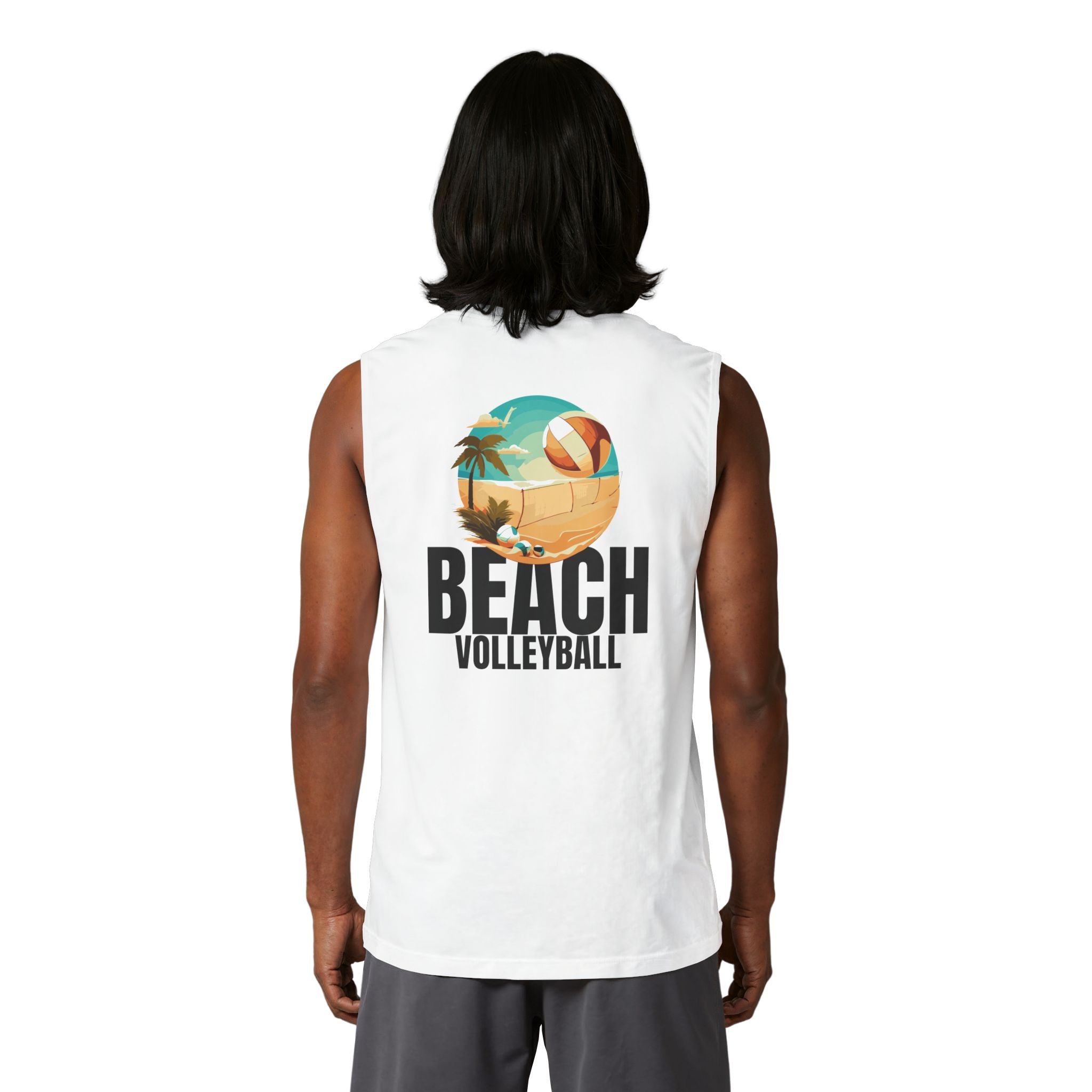 14 - Beach Volleyball Muscle Tank — Retro Palm Court Summer Tank Top