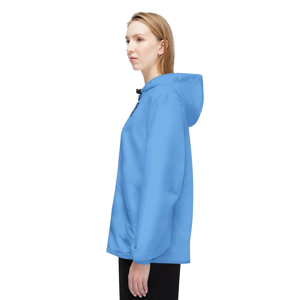 52 - Jacket Light Blue Hooded Windbreaker Jacket – Minimal 'R|D' Logo Sport Shell
