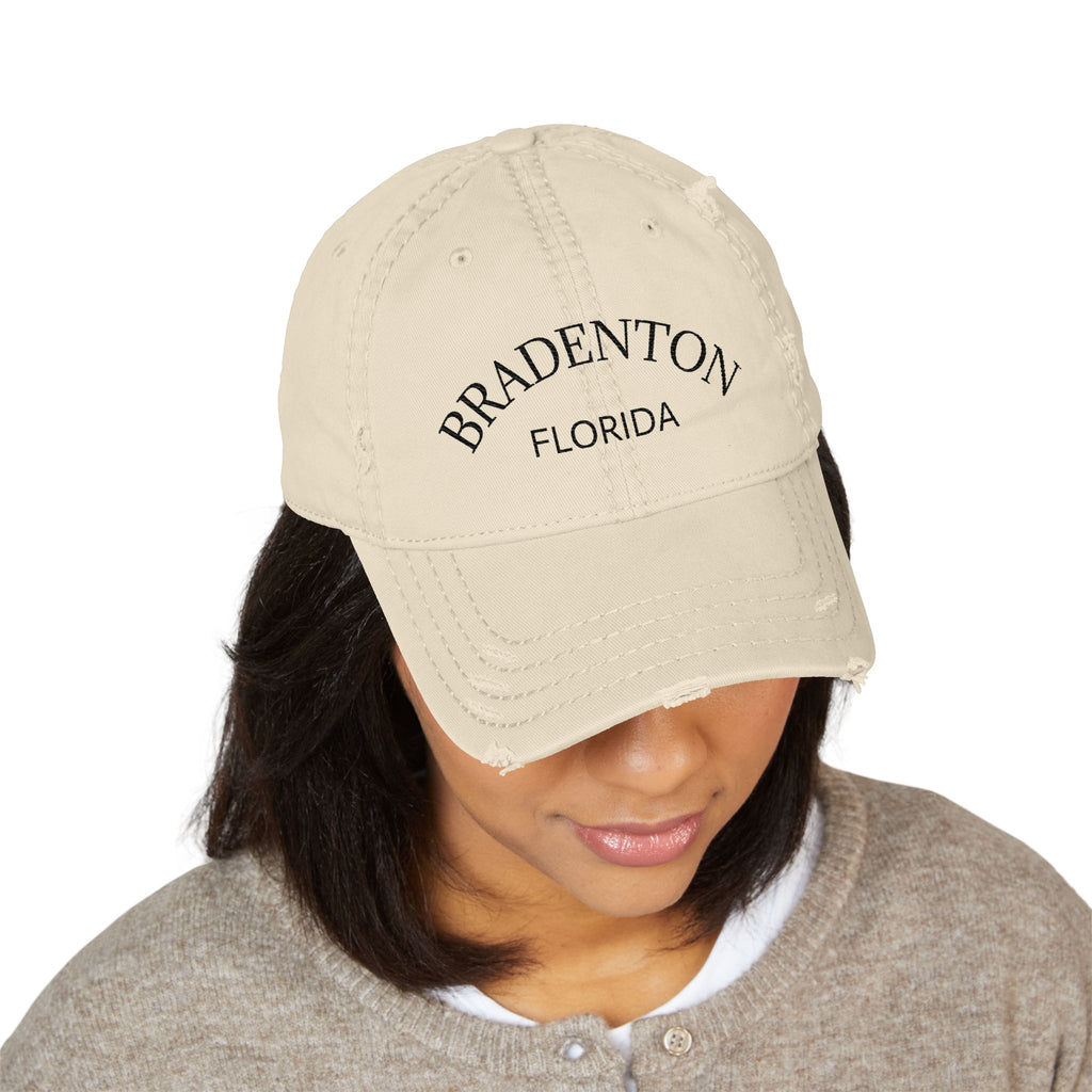 92 - Bradenton Florida Embroidered Distressed Dad Hat - Embroidered Vintage Beach Cap