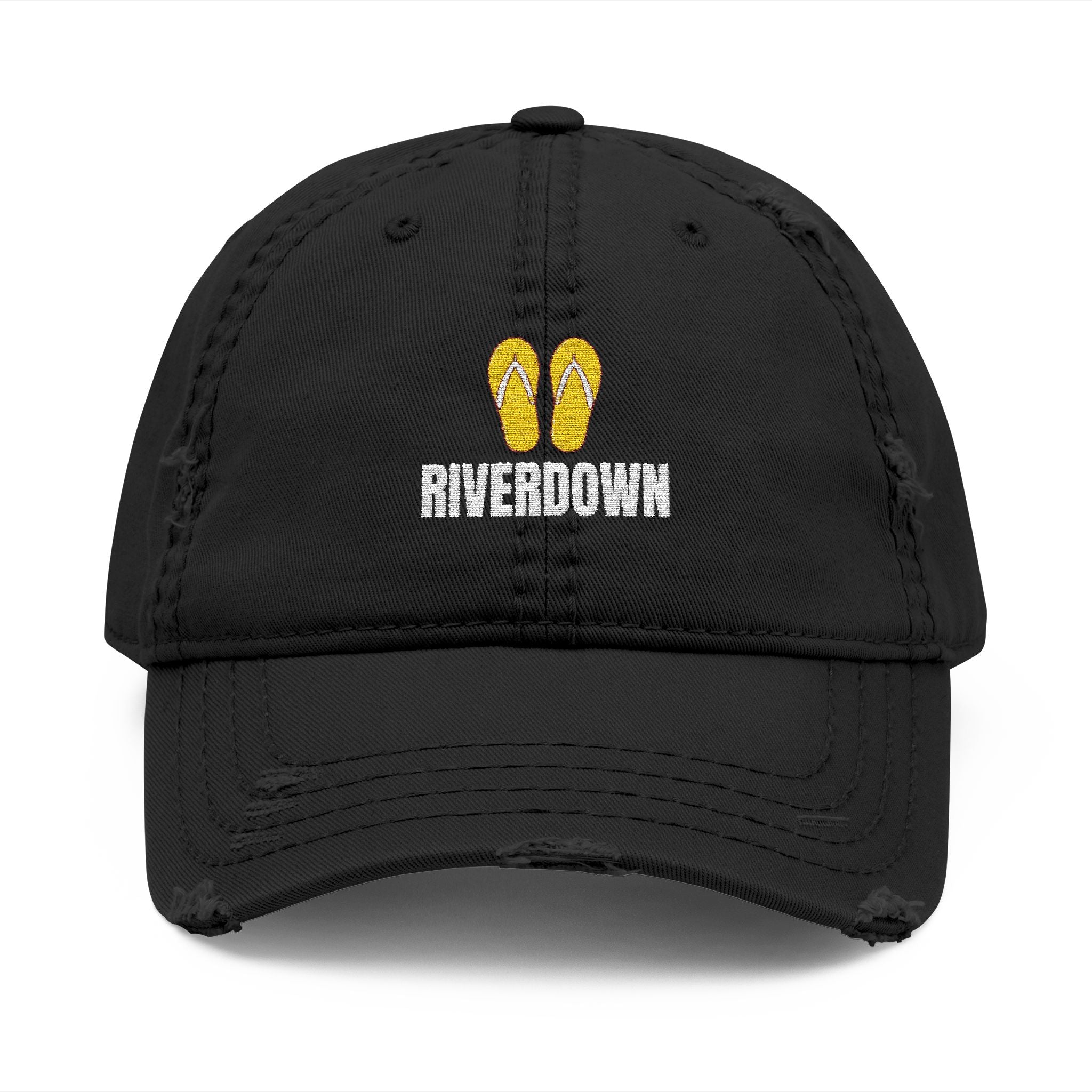 92 - Sandals - Distressed Embroidered Dad Hat — Flip Flop & 'Avgrown' Logo