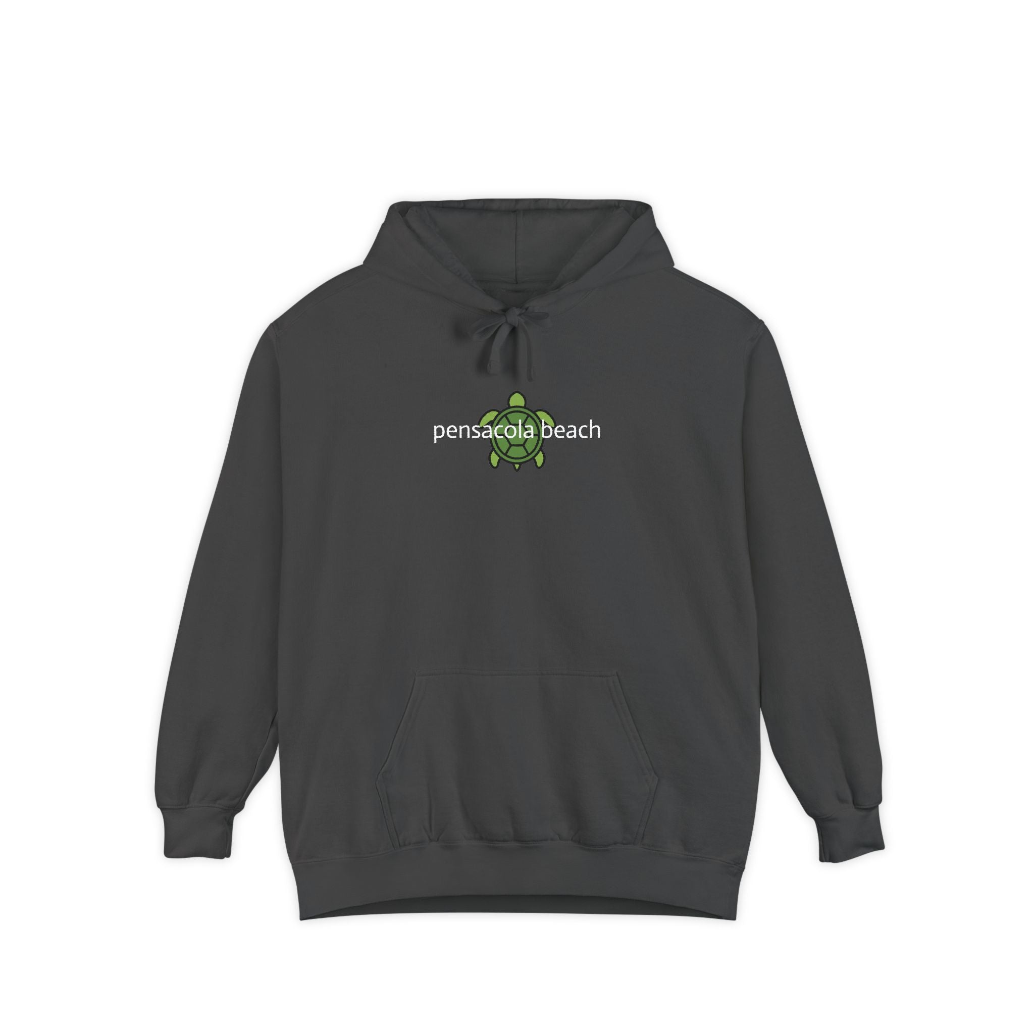 934 - Embroidered Pensacola Beach Sea Turtle Logo Hoodie — Soft Garment-Dyed Graphic Hoodie