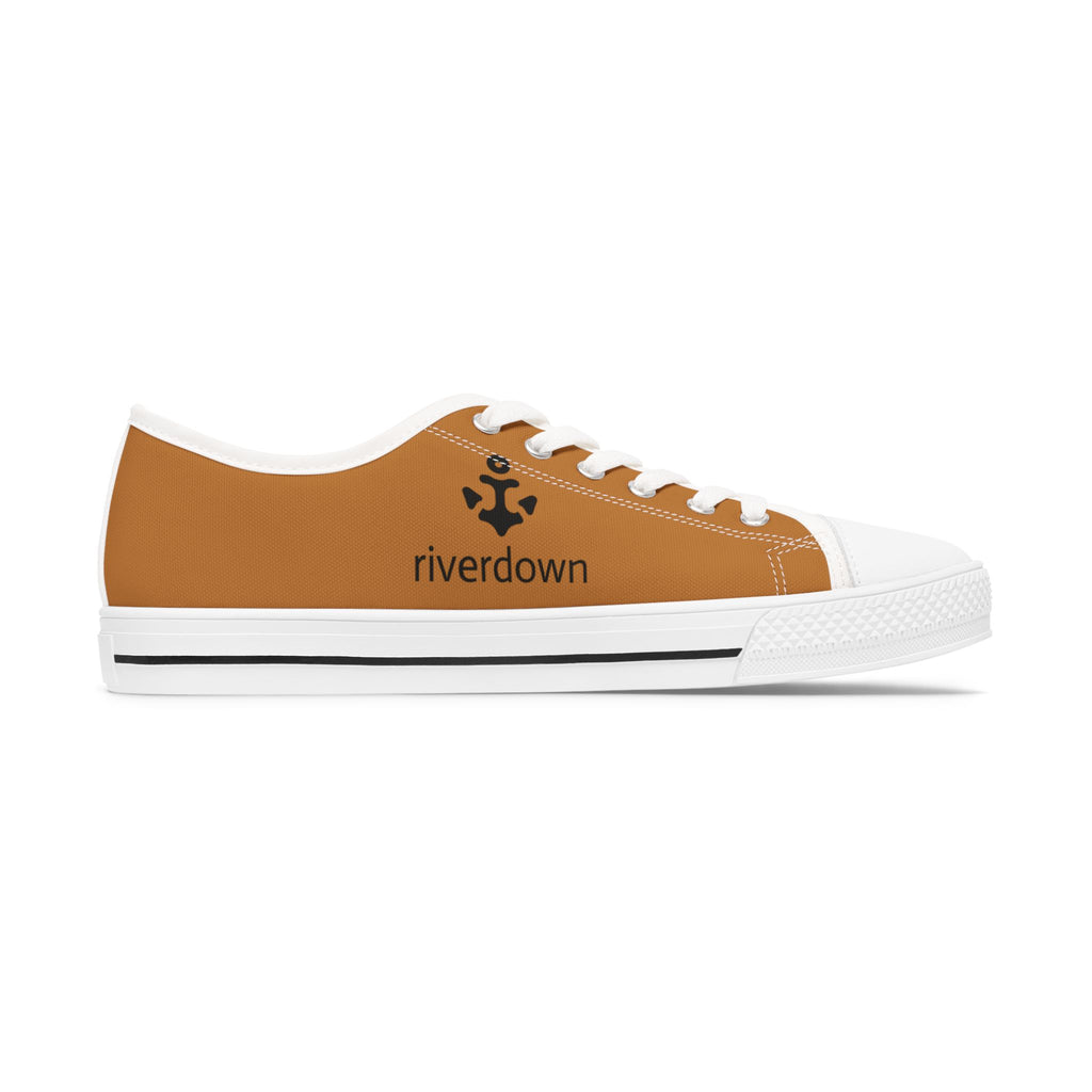 81 - Women's Sailing Anchor - Low Top Sneakers — Minimal White Canvas Shoes with Small Side Logo