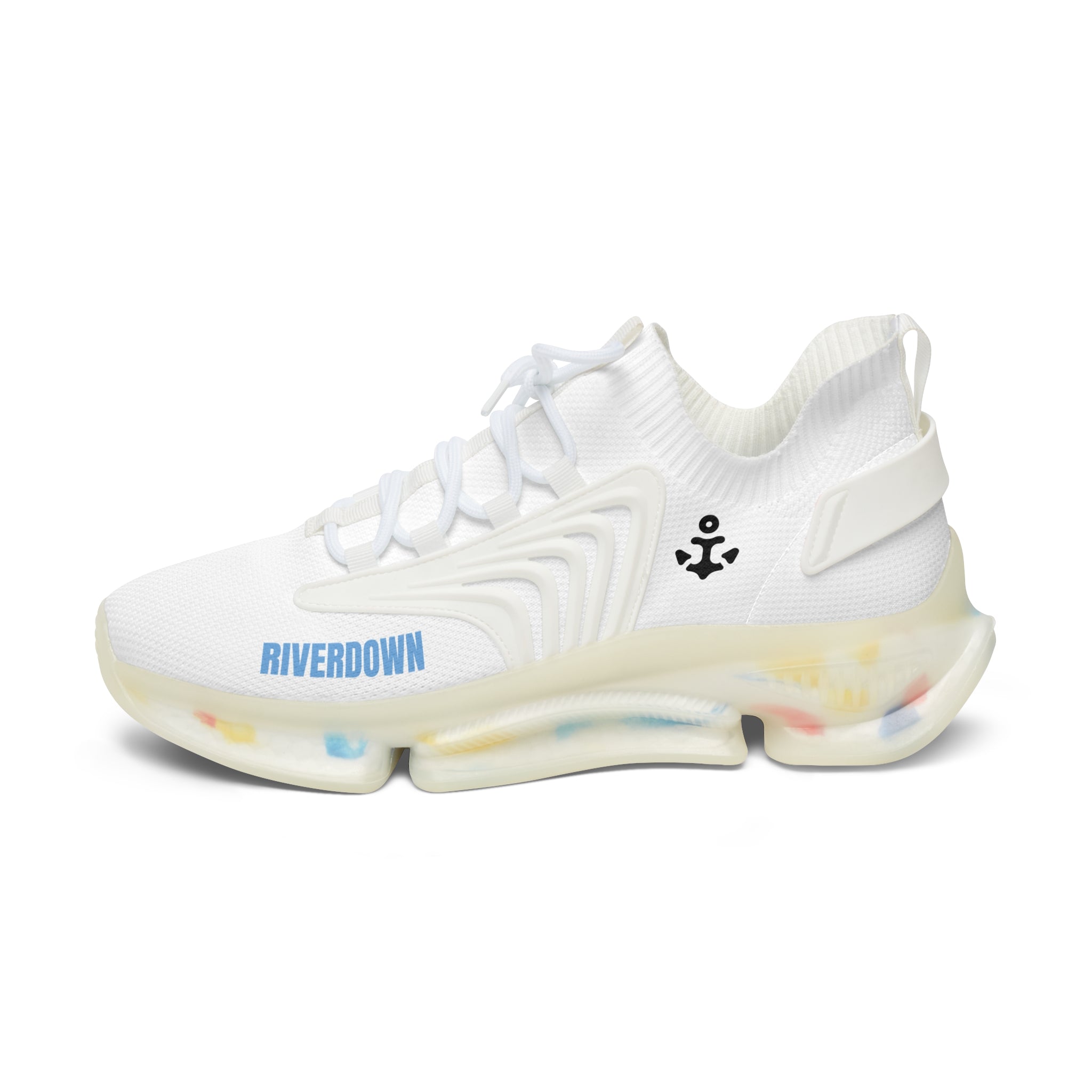 81 - Women’s White Mesh Sneakers – Lightweight Breathable Athletic Shoes with Color-Accent Sole