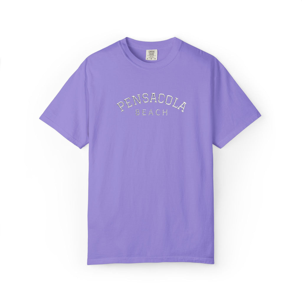 9311 - Embroidered Pensacola Beach Logo T-Shirt — Soft Garment-Dyed Casual Tee