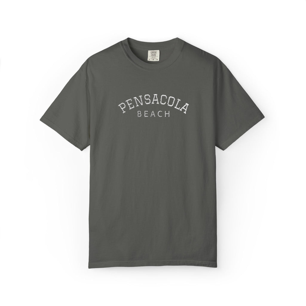 9311 - Embroidered Pensacola Beach Logo T-Shirt — Soft Garment-Dyed Casual Tee