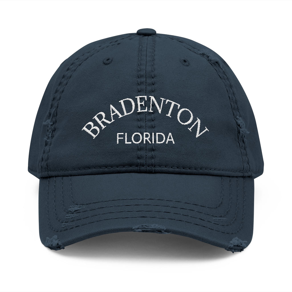 92 - Bradenton Florida Embroidered Distressed Dad Hat - Embroidered Vintage Beach Cap